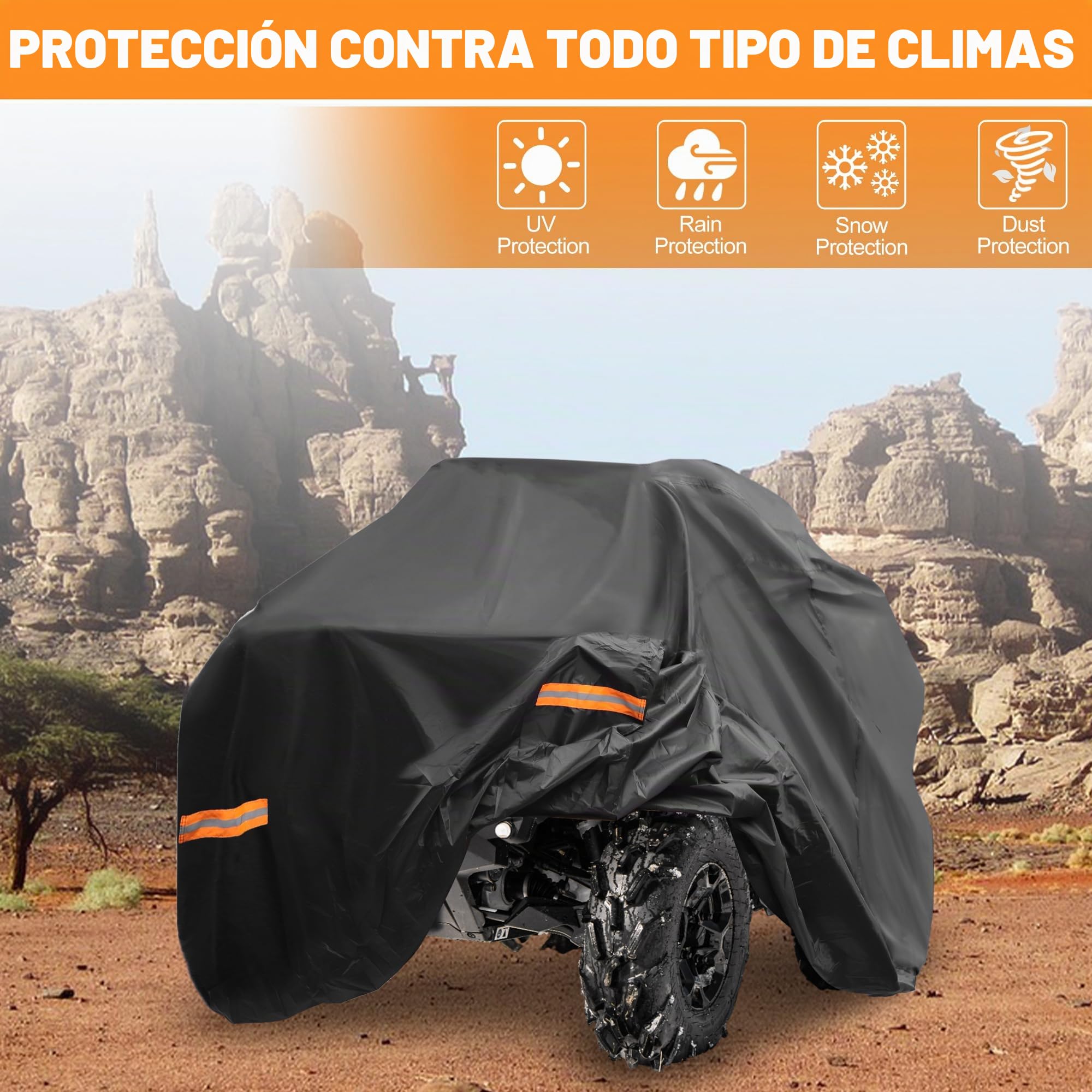 QUARKZMAN Funda Impermeable para Can-Am Outlander MAX XT 1Pc | Negro, 210D-Pu, 240X122X135Cm, Impermeable, Protección Solar, Para Can-Am Outlander Max Dps, Max Xt-P, Max Limited