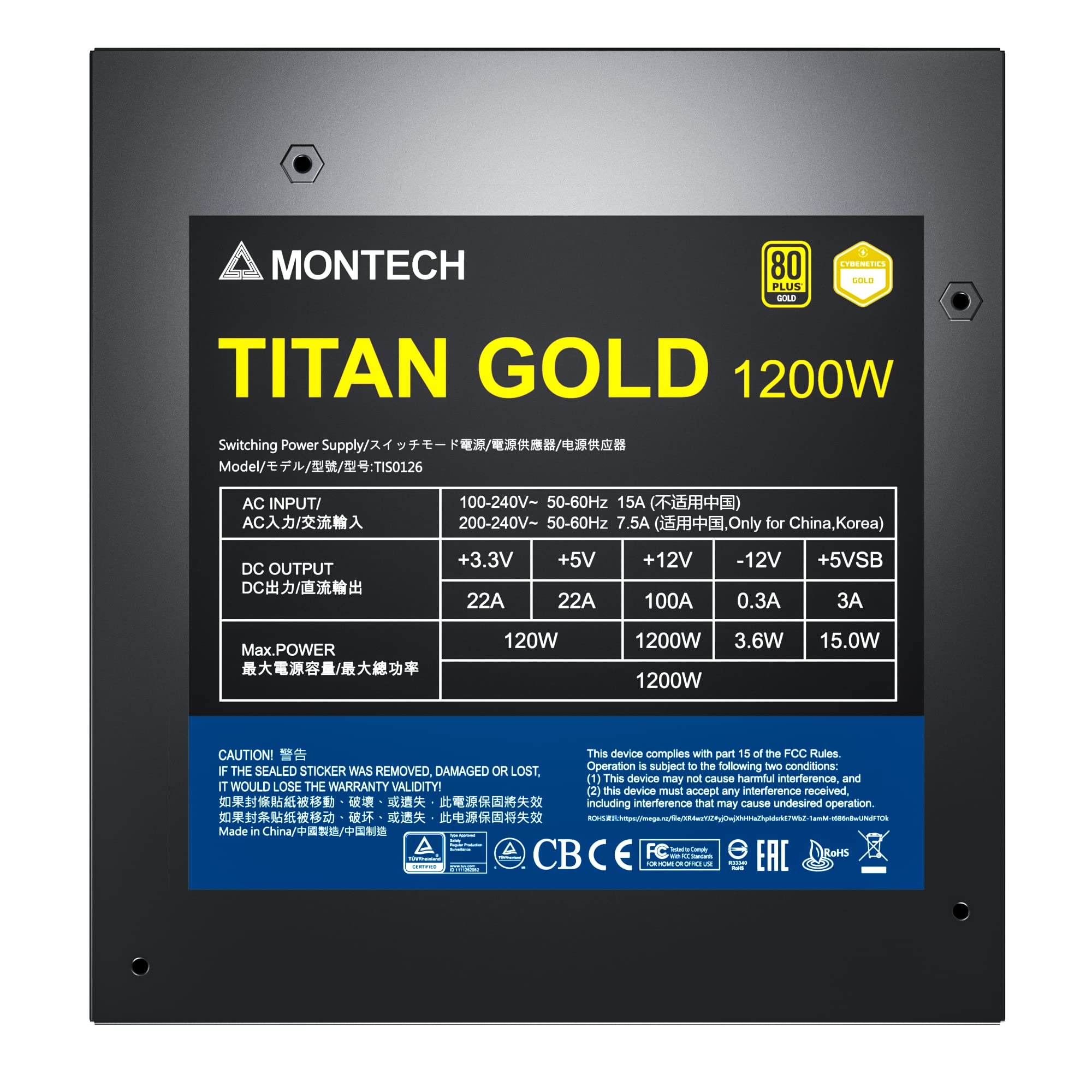 Amazon | Montech Titan 1200W - 80 PLUS & Cybenetics Gold
