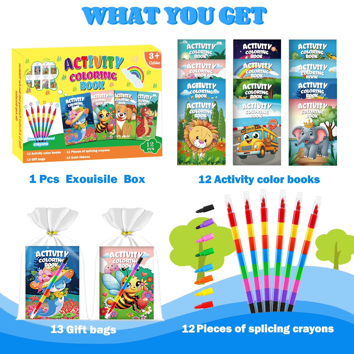 Aannanl 24 Pack Mini Colouring Books for Children and Twistable Crayons,Party Bag Fillers for Kids,Party Favors for Children,End of Year Class Gifts,Goodie Bag Fillers (Colorful - Image 2
