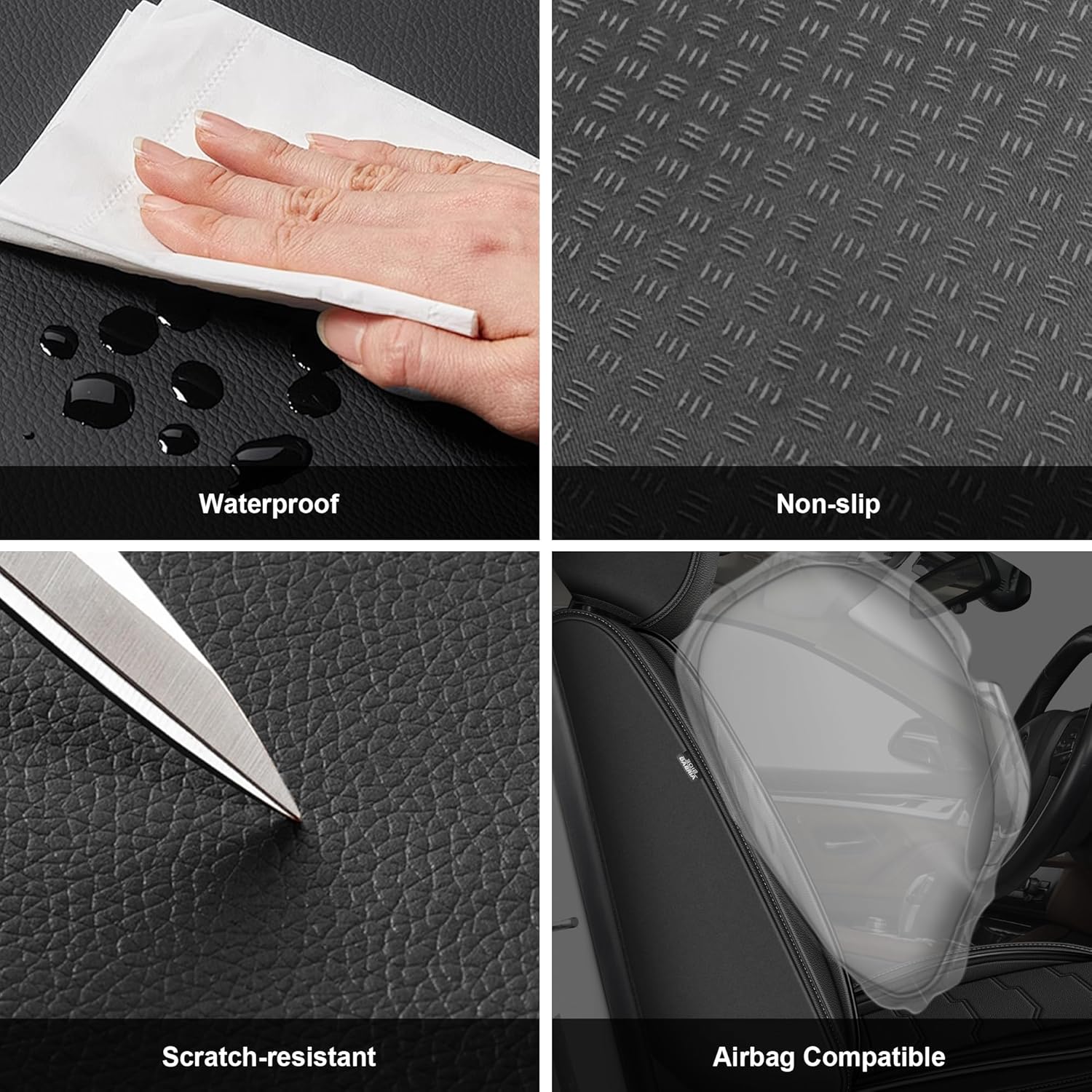 Seat Covers Fit for Rogue 2009-2024 2025 2026 Seat Covers Full Set Car Seat Covers Faux Leather Breathable Waterproof Car Seat Protector (5 Seats, Black)