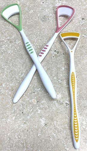 Limpiador de lengua de colores aleatorios de 4 piezas fácil agarre rascador de doble cabeza y cepillo