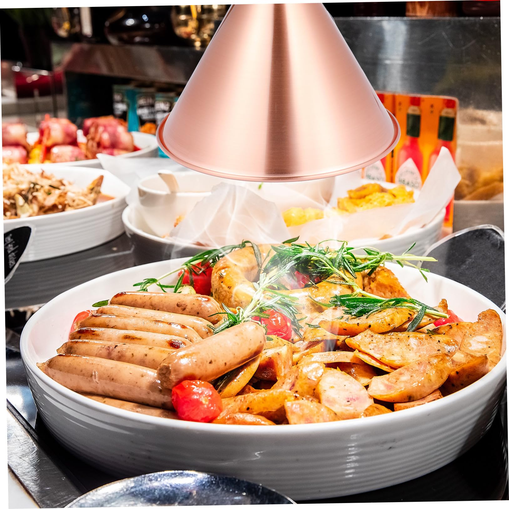 Ipetboom Lampada Riscaldante Telescopica in Metallo Lampadario Scaldavivande Altezza Regolabile Luce per Buffet Professionale per Hotel Ristorante e Cucina