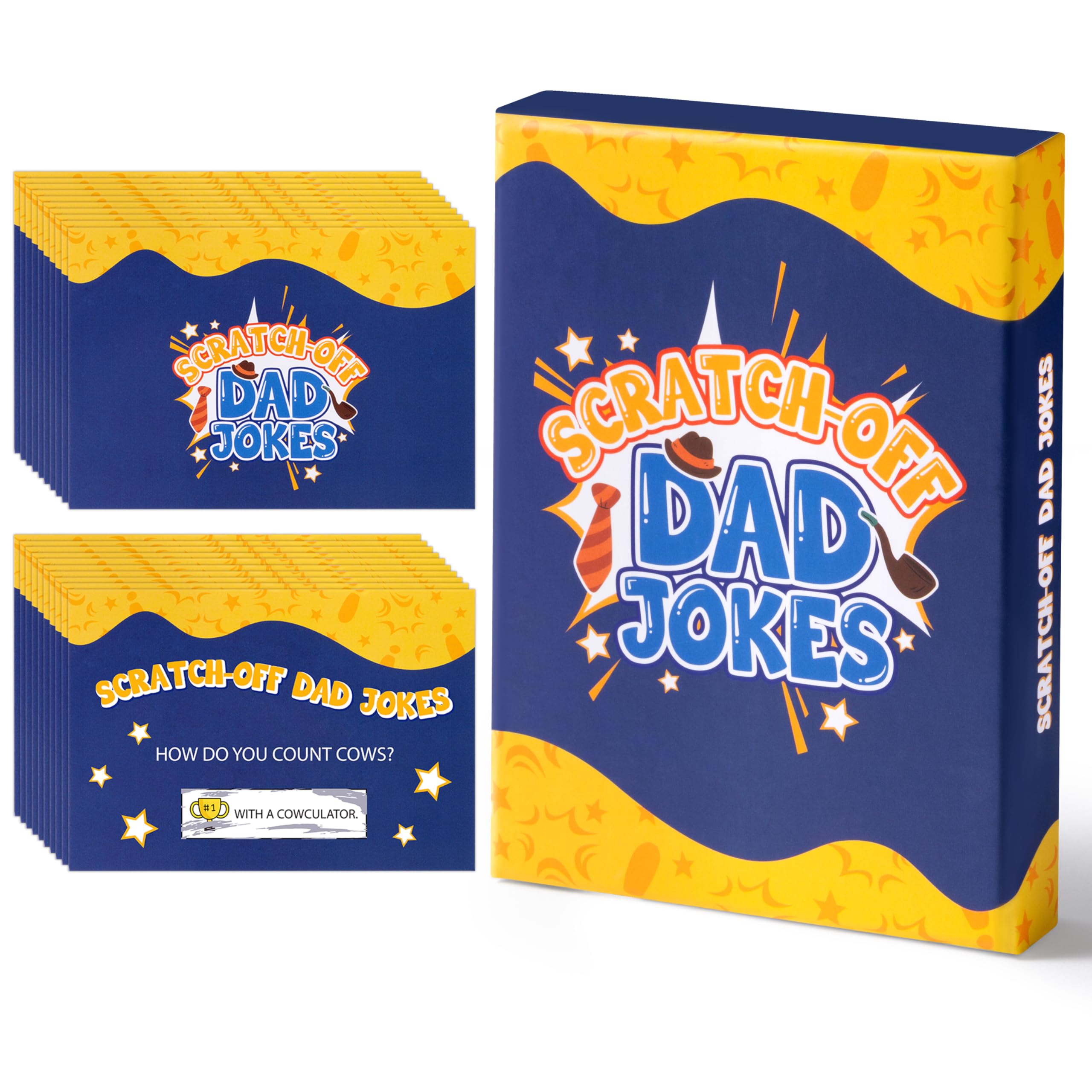 WATINC Scratch Off Dad Jokes - 40pcs Funny Gifts for Fathers Husband, Cool Dad Birthday Prank Joke Present Cards, Interesting White Elephant Gift