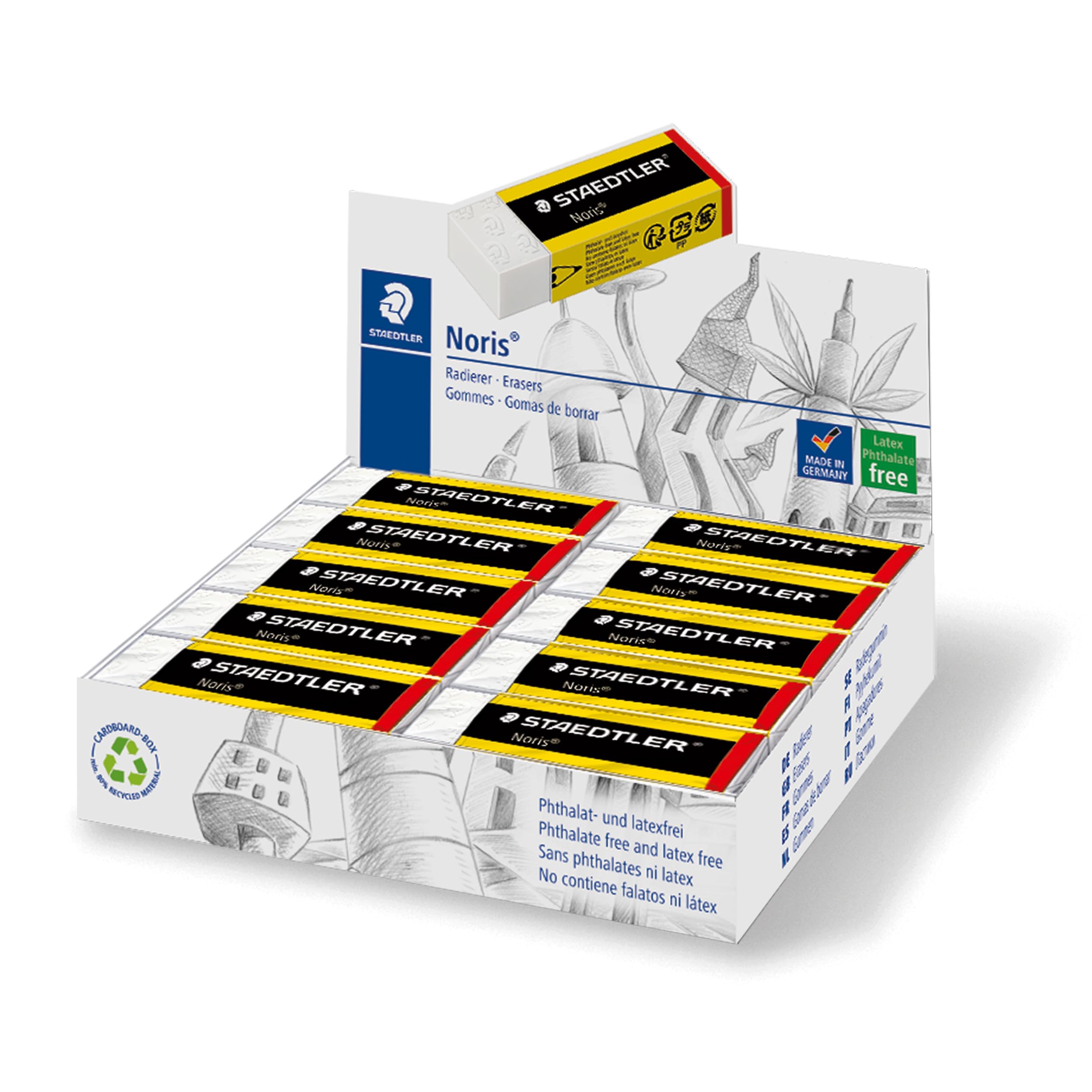 526 N20 Noris Eraser, Latex & Phthalate-Free - Medium Size 65x23x13mm (Pack of 20)