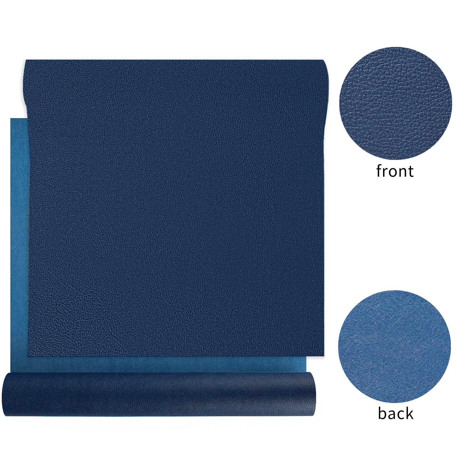 Wooqu Paño de piel sintética para libros, revestimiento de poliuretano y base no tejida, aspecto similar al cuero, suave, 17 x 29 pulgadas, para encuadernación de libros, grano de napa, azul marino