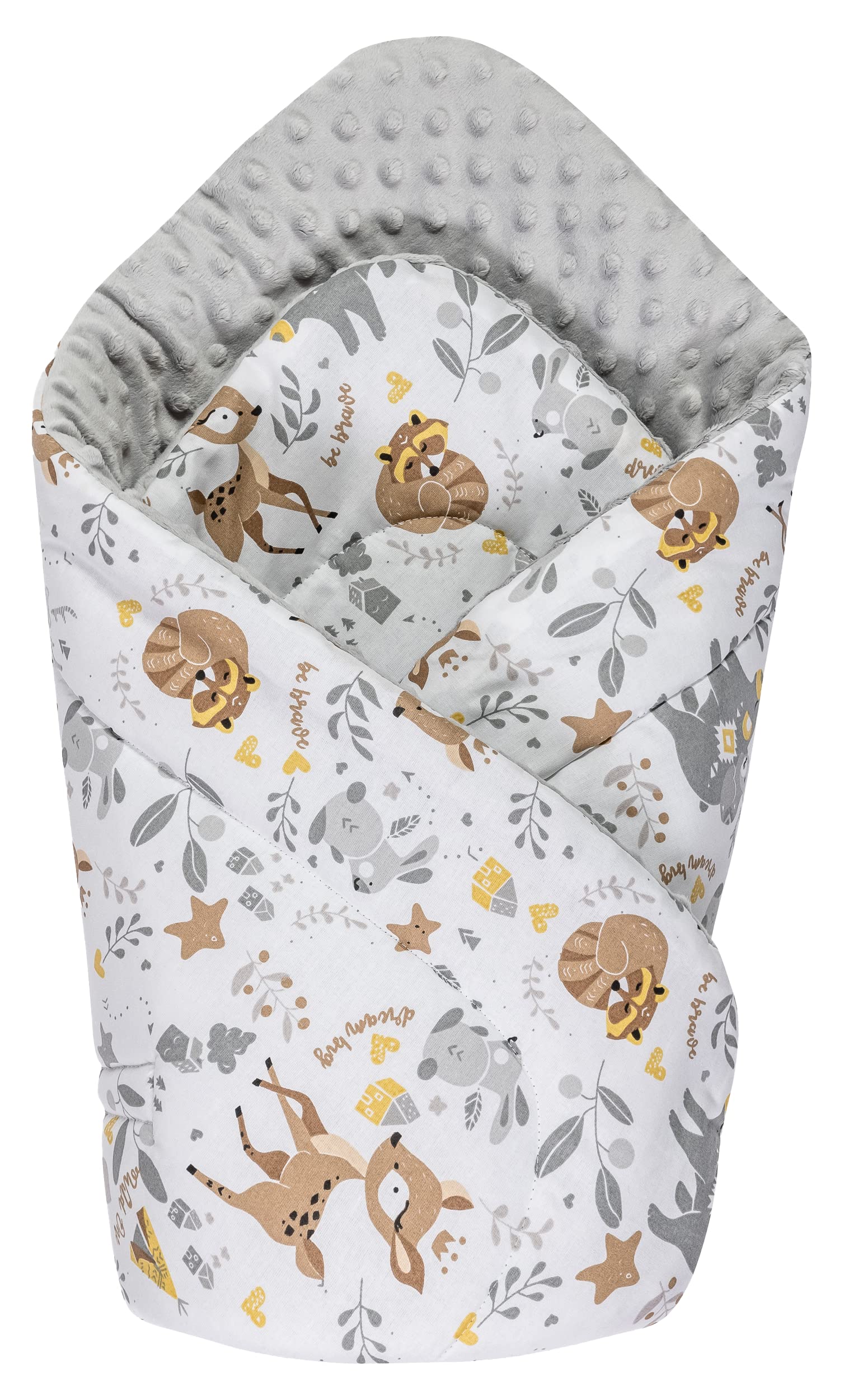 Medi Partners Swaddling Blanket 100% Cotton 75x75cm Double Sided Soft All Year Round Multifunctional Anti-Allergic Babies (Deer with grey Plush) — image 1