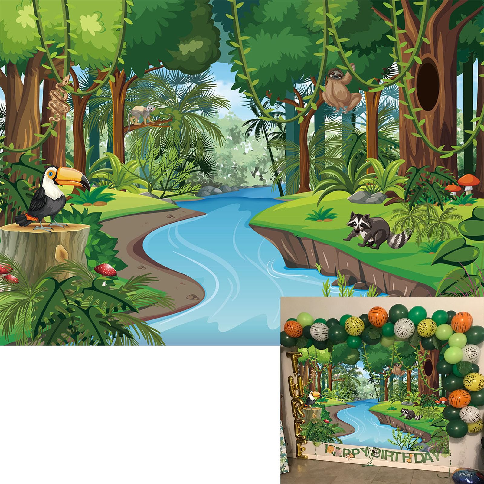 Zoo Backdrop Jungle Safari Photography Backdrop Cartoon Animals Forest Kids  Birthda \u0026ndash Fondo De Pantalla De Animales, image size:1600x1600