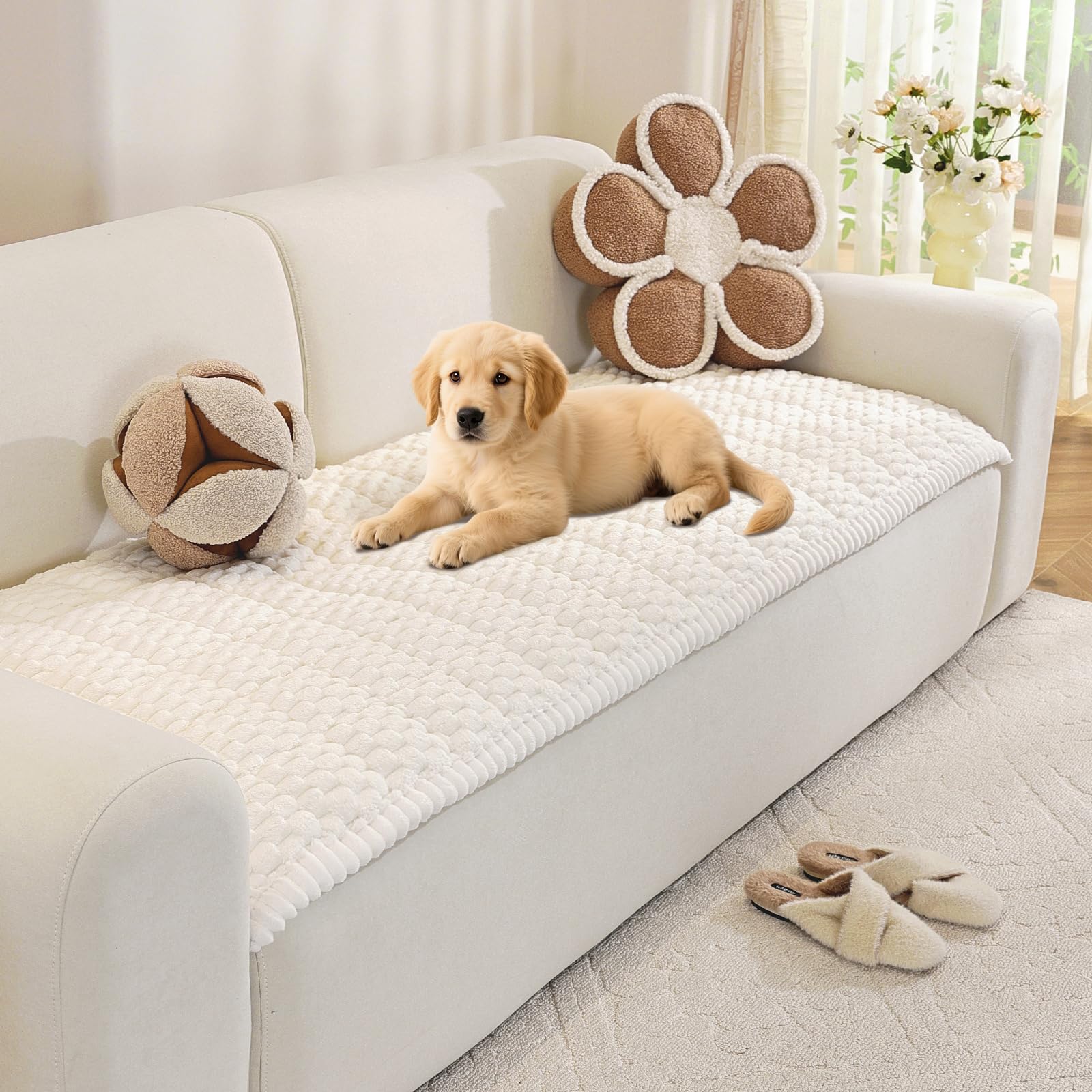 Royhom Pet Sofa Cover Washable, Soft Thick Fuzzy Sofa Cover 2 3 4 Seater
