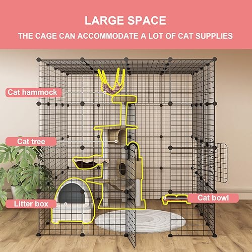 Miniatura 6 de Jaula grande para gatos, para interiores, desmontables, de alambre de metal, para bricolaje, corralito para gatos, jaula para gatitos, lugar de