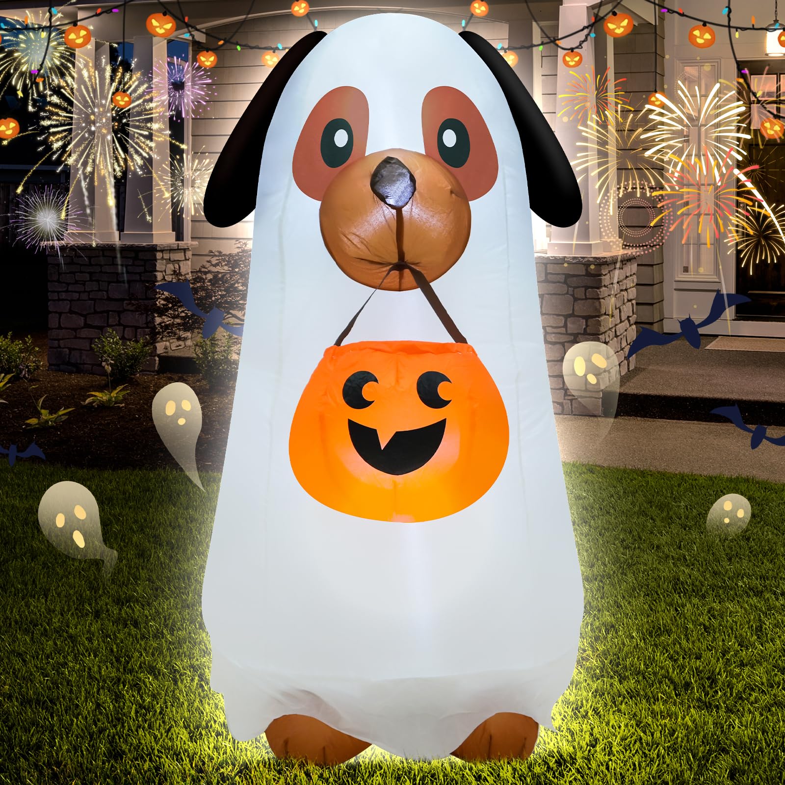 TRMESIA 3.5FT Halloween Inflatable Decor with LED Lights Dog Pumpkins,Indoor Outdoor Horror Blow Up Decoration Halloween Home Party Holiday Decoration