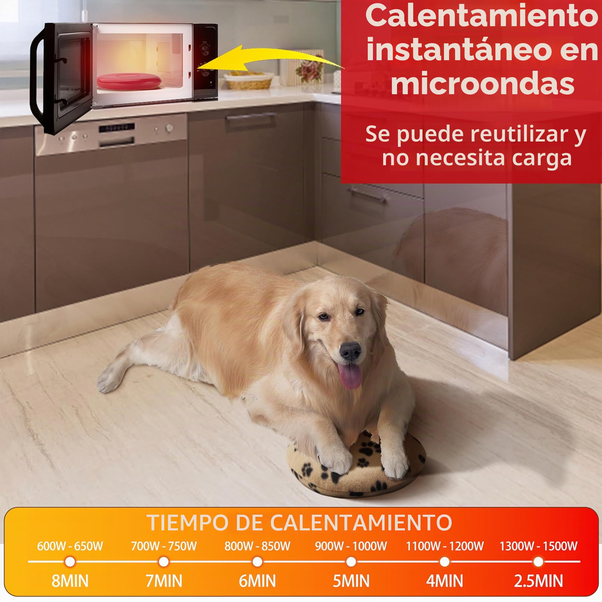 GELBESTY Almohadilla de calefacción para Mascotas para Perros y Gatos, Almohadilla de Calor para microondas con Cubierta de Forro Polar, Almohadilla térmica Interior de Gel térmico para Mascotas,