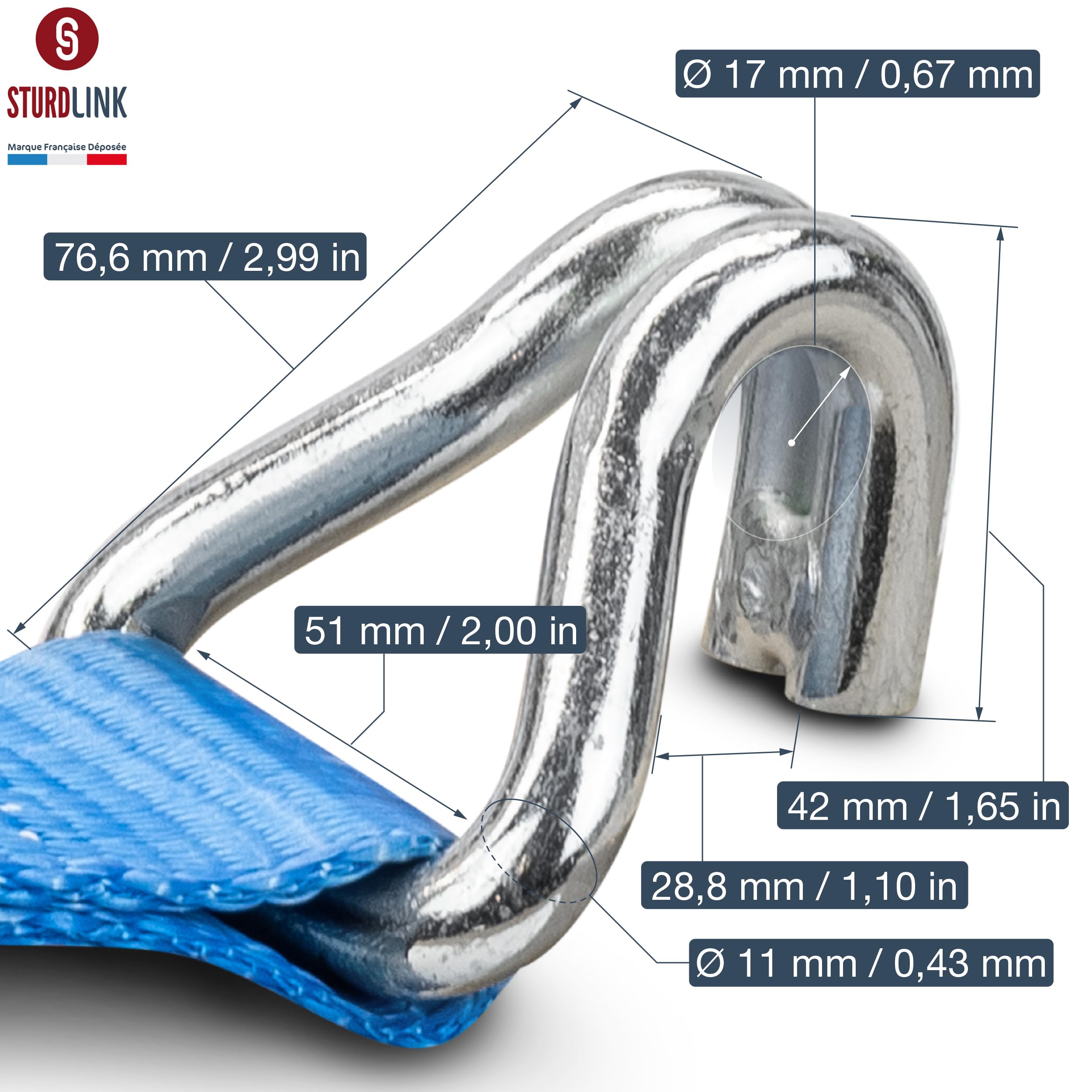 Sturdlink - x2 Cinghia di Fissaggio a cricchetto, Larghezza 50 mm, con Ganci in Ferro, Lunghezza 9 m, LC 2500 kg/5000 kg+ Borsa, STF 350 Dan, per Trasporto, rimorchio, Peso Pesante, Camion, Car