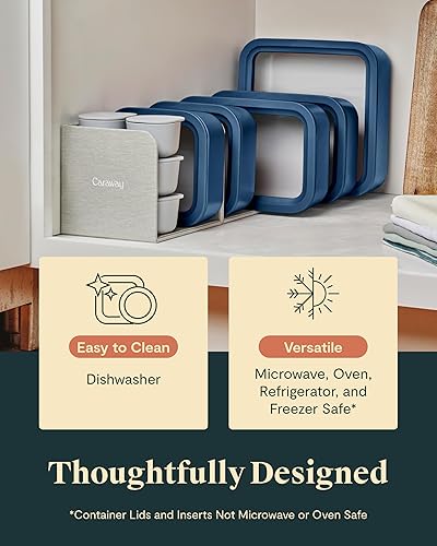 Miniatura 4 de Caraway Juego de almacenamiento de alimentos de vidrio 14 piezas recipientes de alimentos recubiertos de cerámica fácil de almacenar recipientes no