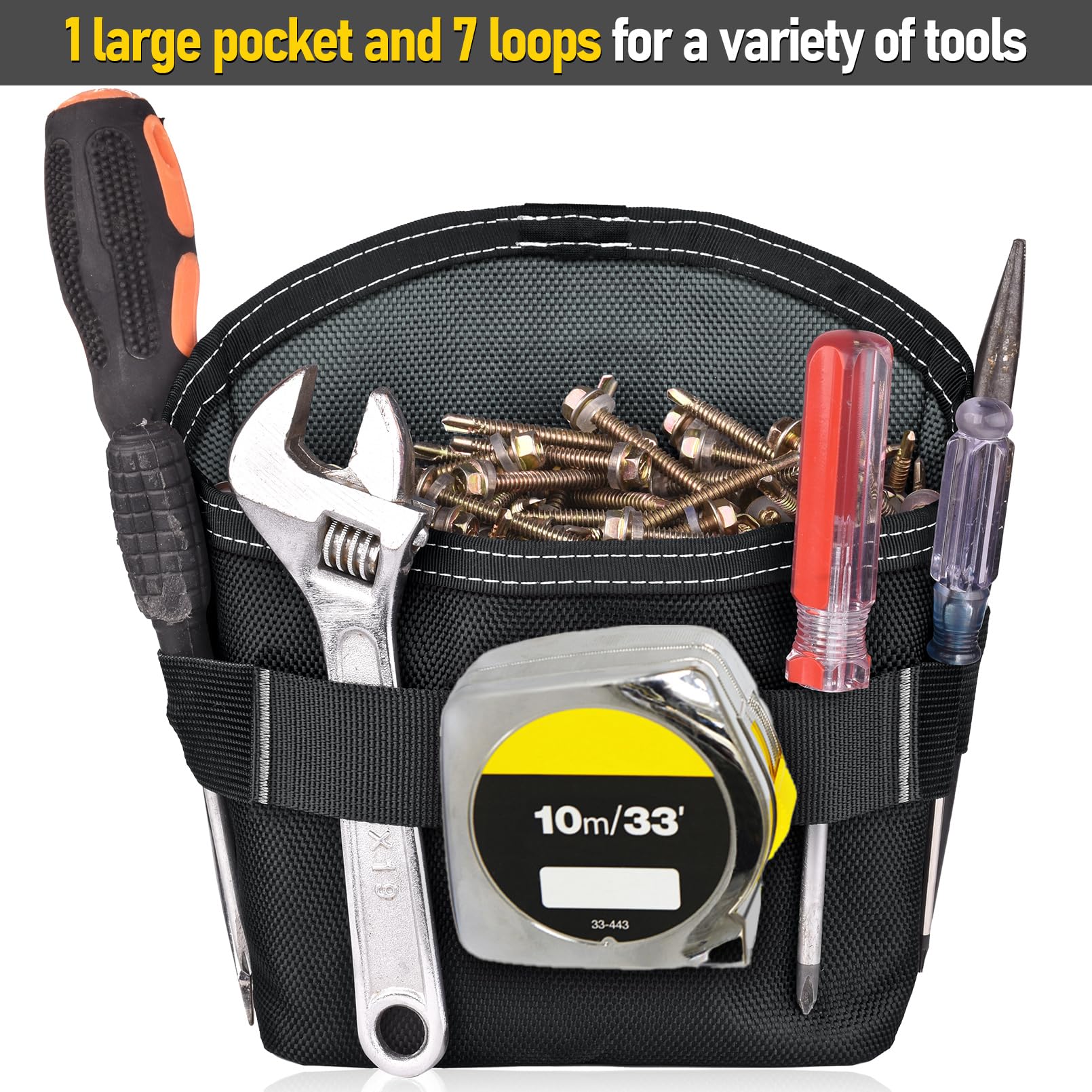 Belt Loop Small Tool Pouch Belt Husky 7-Pocket Black Utility Tool