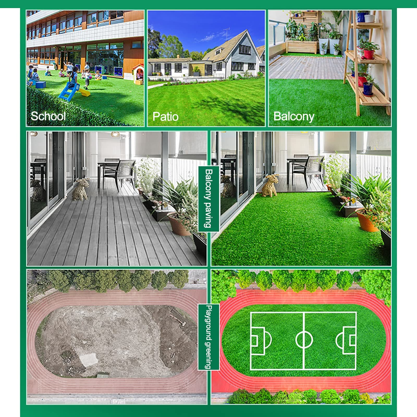 Tappeto in erba artificiale, tappeto sintetico per interni ed esterni, ideale per addestramento di animali domestici, patio, parco giochi, giardini e prati