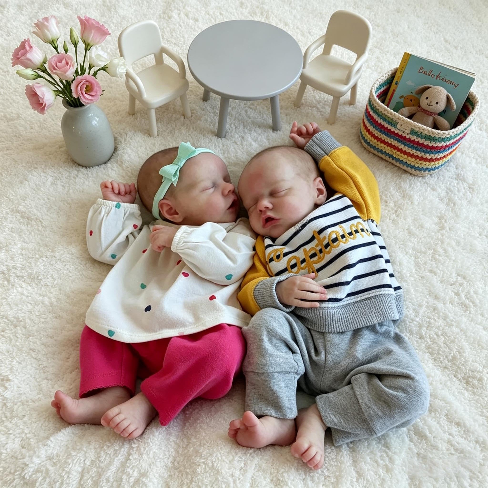 Realistyczne lalki Reborn Baby Dolls Twins Girl and Boy 45 cm prawdziwe życie laleczka boby, silikonowa lalka na całe ciało, realistyczne noworodki, bliźniaki, lalki z akcesoriami do zabawek