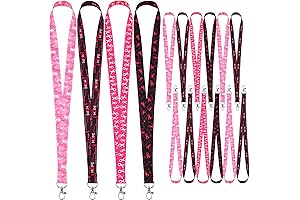 Berlune 60 Pcs Breast Cancer Pink Lanyard Ribbon Lanyards Breast Cancer Awareness...