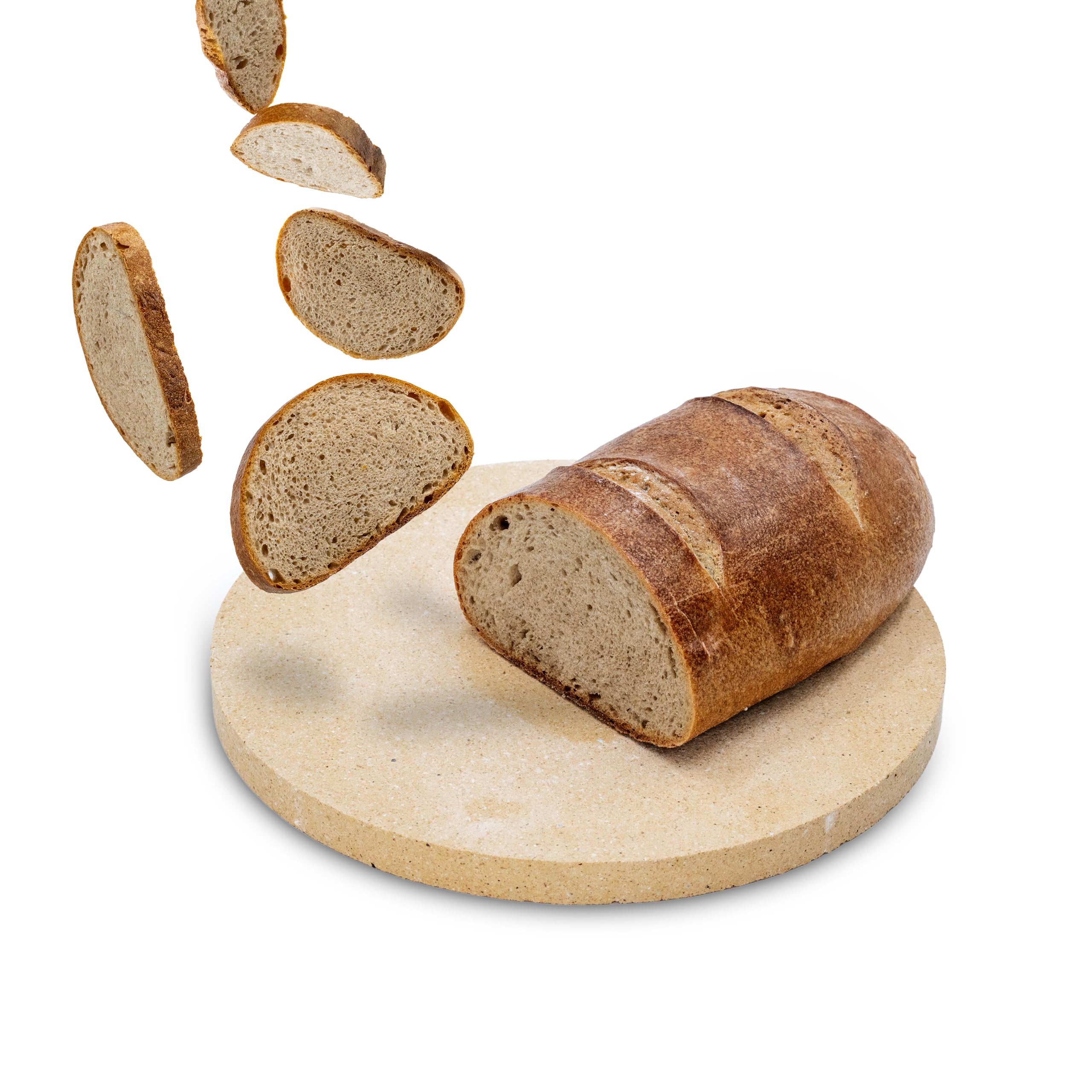 Feuerfest 123 - Pierre à pain en chamotte Ø 31 x 2,5 cm - Pour four et barbecue (au gaz) - Véritable brique en chamotte, brique pour pain croustillant et aéré, chamotte alimentaire