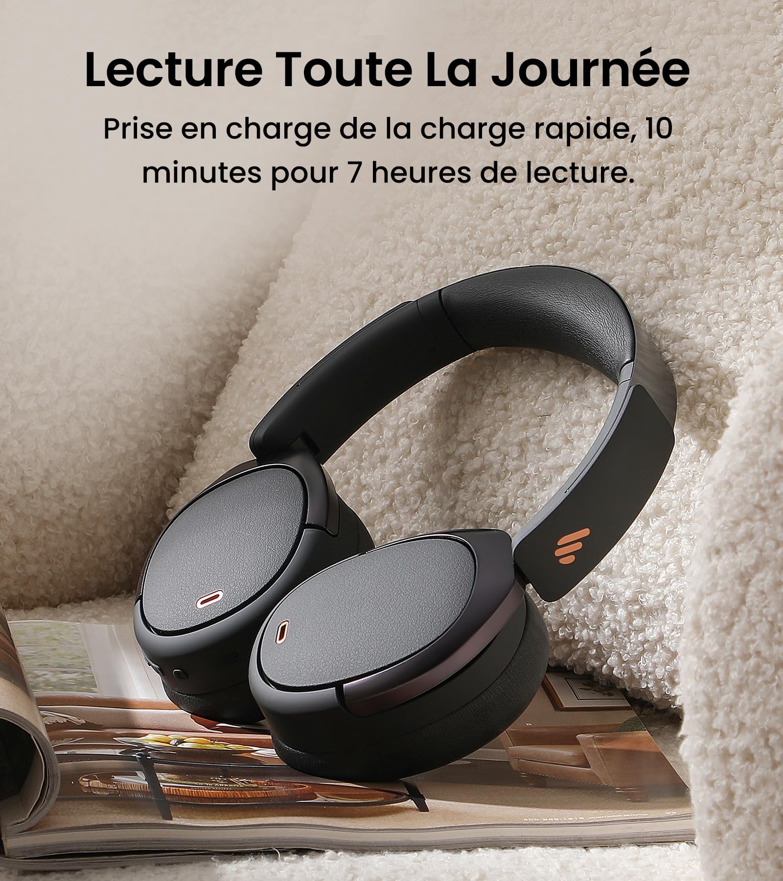 Edifier WH950NB (2026) Casque Over-Ear Pliable avec ANC Hybride, LDAC Hi-Res Audio, EQ Via App, 80h Autonomie, Bluetooth 5.4