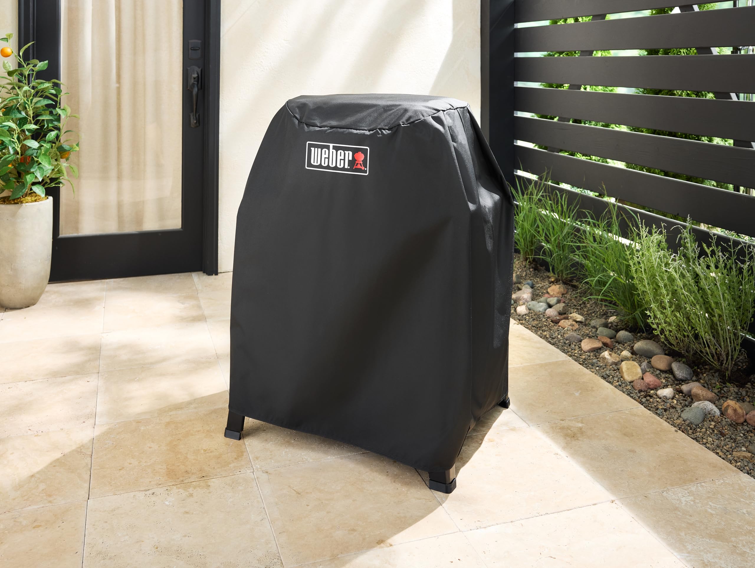 Weber Funda Premium para Barbacoa Lumin con Soporte, Tejido Transpirable Resistente a Rayos UV y Agua, protección fiable Frente a Viento y Clima, fijación con Velcro, Negro (3401289)