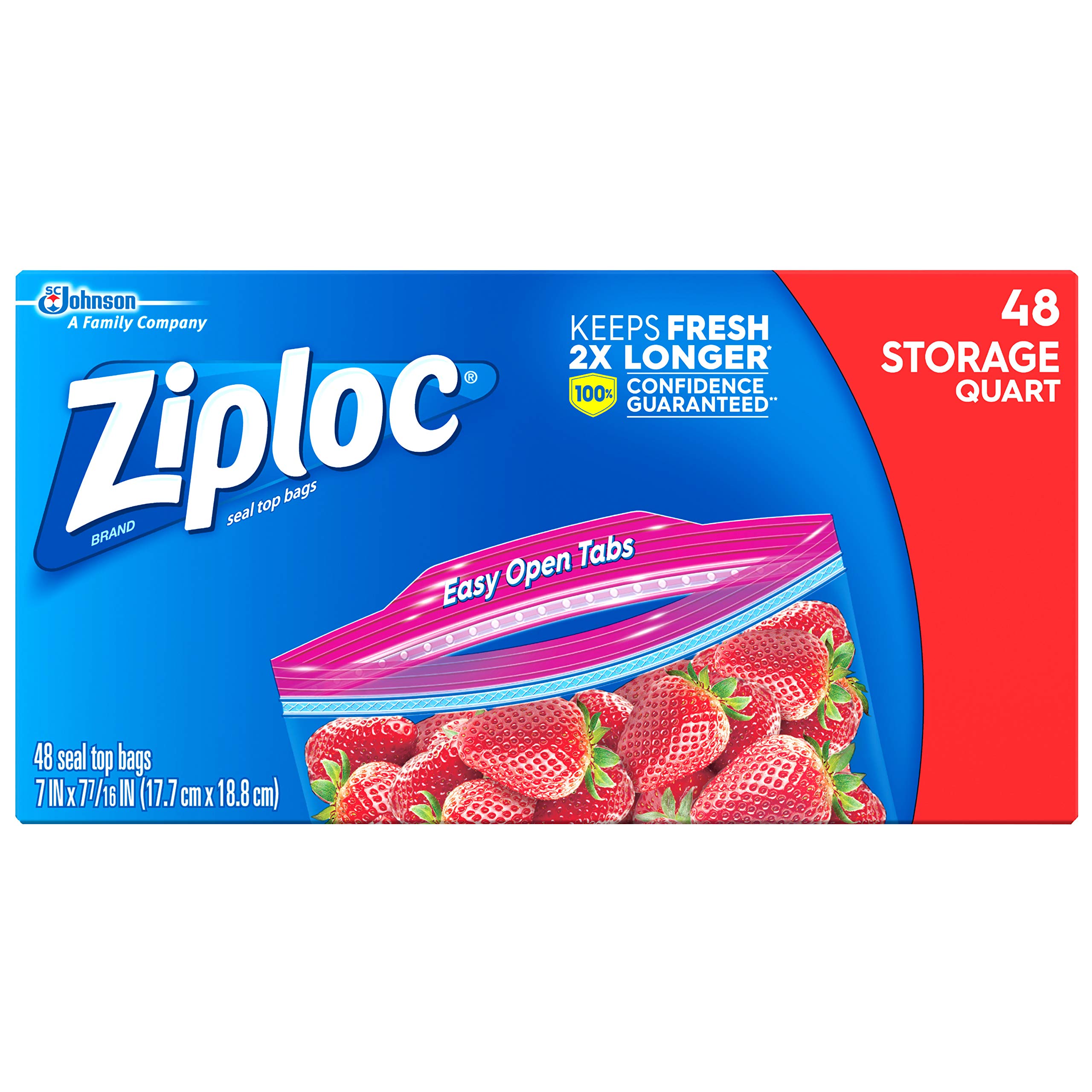 ZiplocDouble Zipper Storage Bag, Quart (6 Pack, 288 ct), Multi