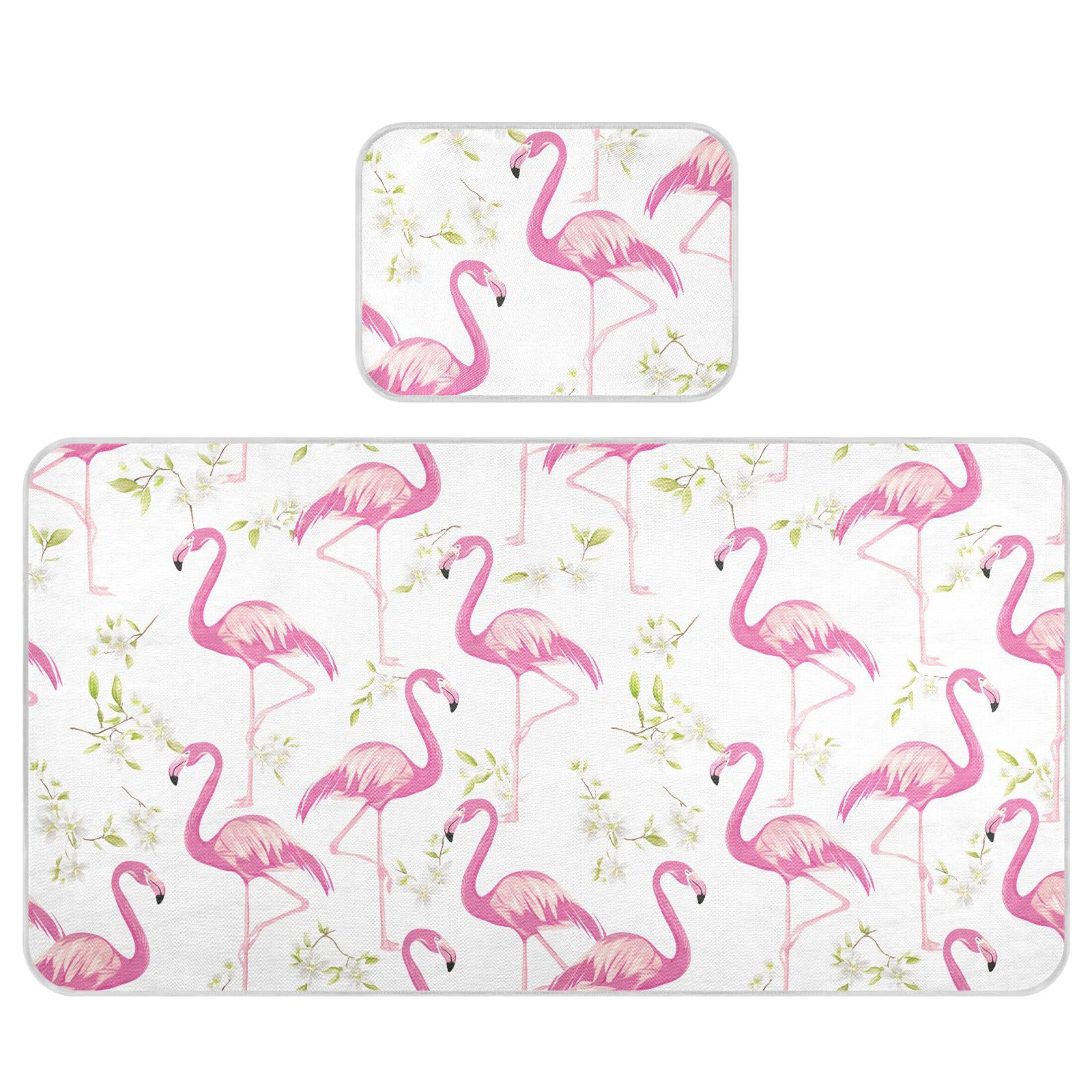 Takiito Flamingos Flowers Baby Cooling Mattress Pad, Soft & Breathable Cooling Mat Keep Baby Cool in Summer 28x52 in, Nursery Essential