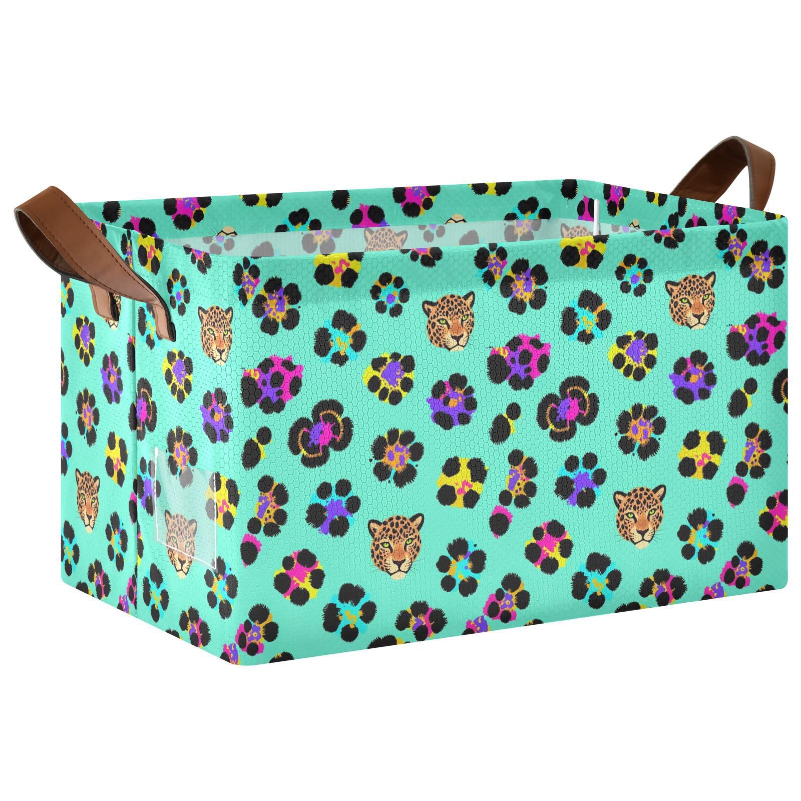 FRODOTGV Contenedores de almacenamiento abiertos para armario, dormitorio, cocina, colorido, animal salvaje, leopardo, talla M