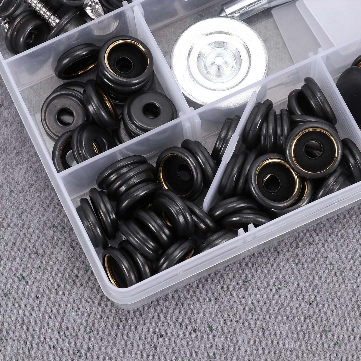 Druckknopf Schwarz Edelstahl Schraubverschluss 15mm Satz mit Werkzeug