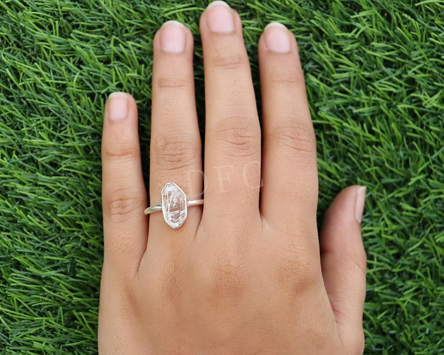 Raw Herkimer Diamond Ring | April Birthstone Handmade Silver Ring | Natural Herkimer Ring | Sterling Silver 925 | Handmade Jewelry