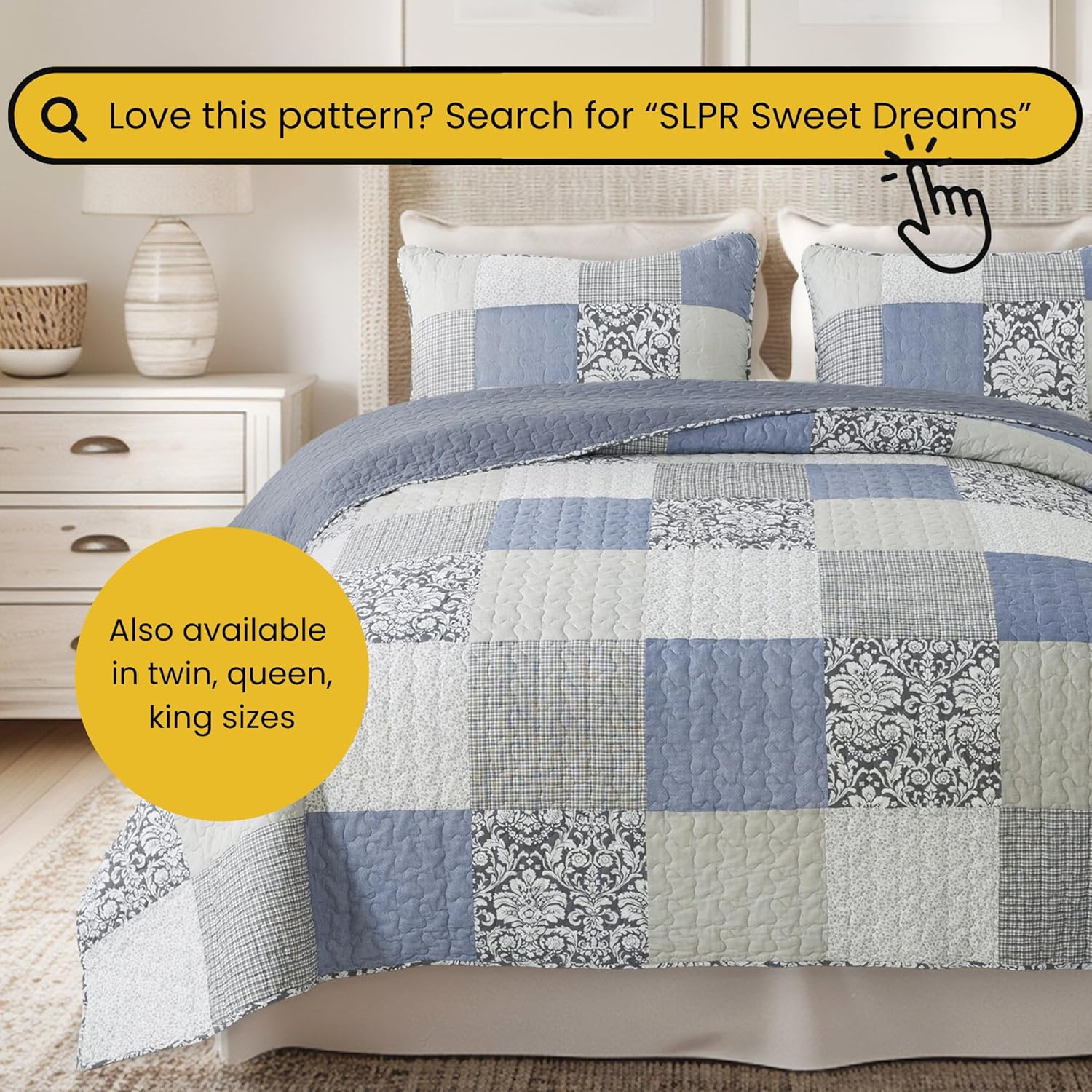 SLPR Cotton Quilted Throw Blanket, 50" x 60" Floral Farmhouse Patchwork Quilt, Shabby Chic Patchwork Throw Lap Quilt for Couch, Sweet Dreams - Image 8