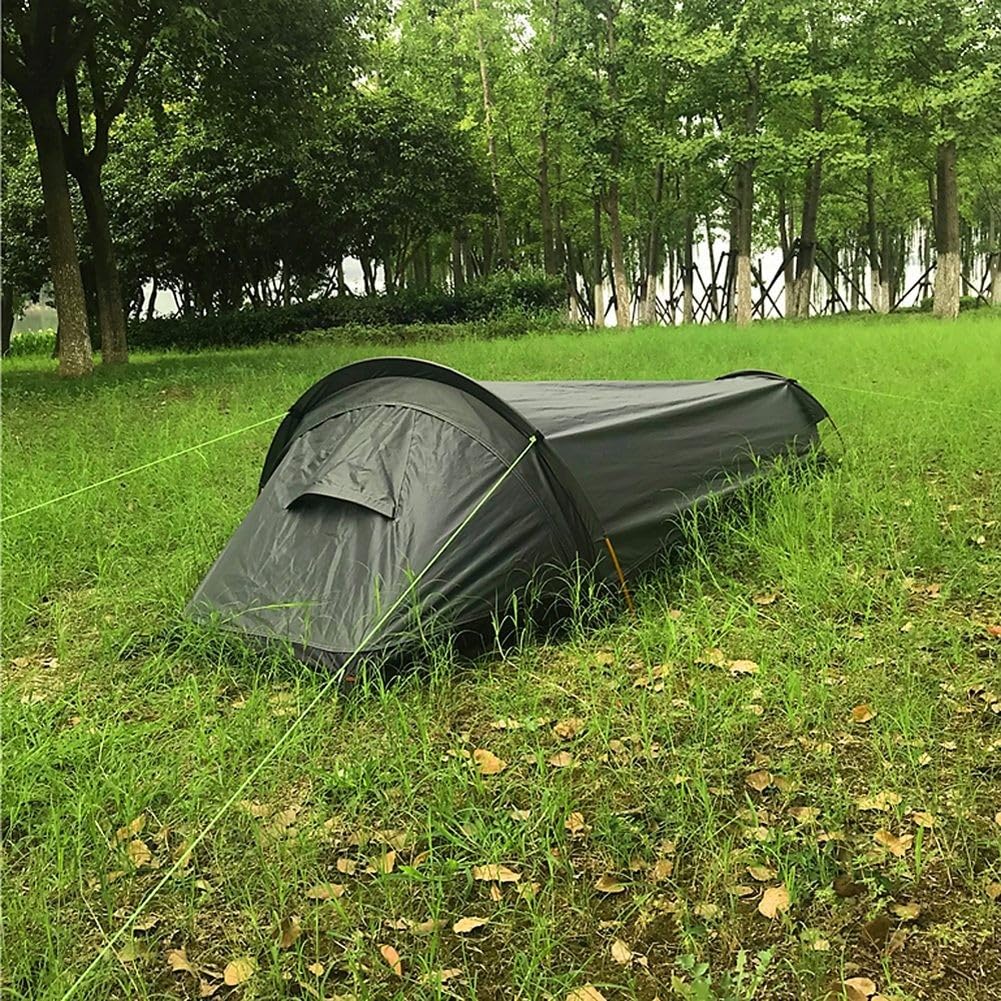 Tente de camping ultralégère pour 1 personne, tente de randonnée étanche avec poteaux en aluminium, abri de randonnée compact unique pour voyage en plein air