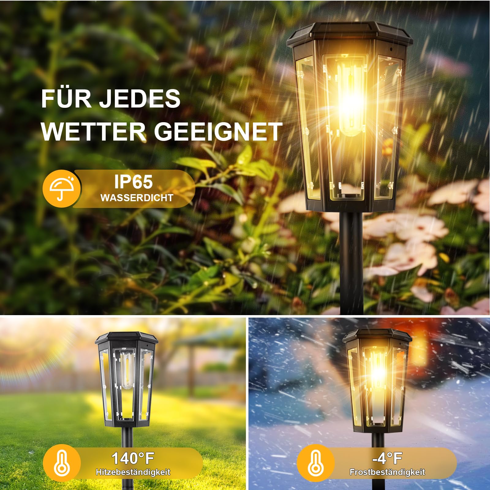 Luci solari per giardino esterno, confezione da 6 moderne luci solari da giardino per esterni, accensione e spegnimento automatico, IP65, impermeabili, luci solari da giardino per sentieri, giardini