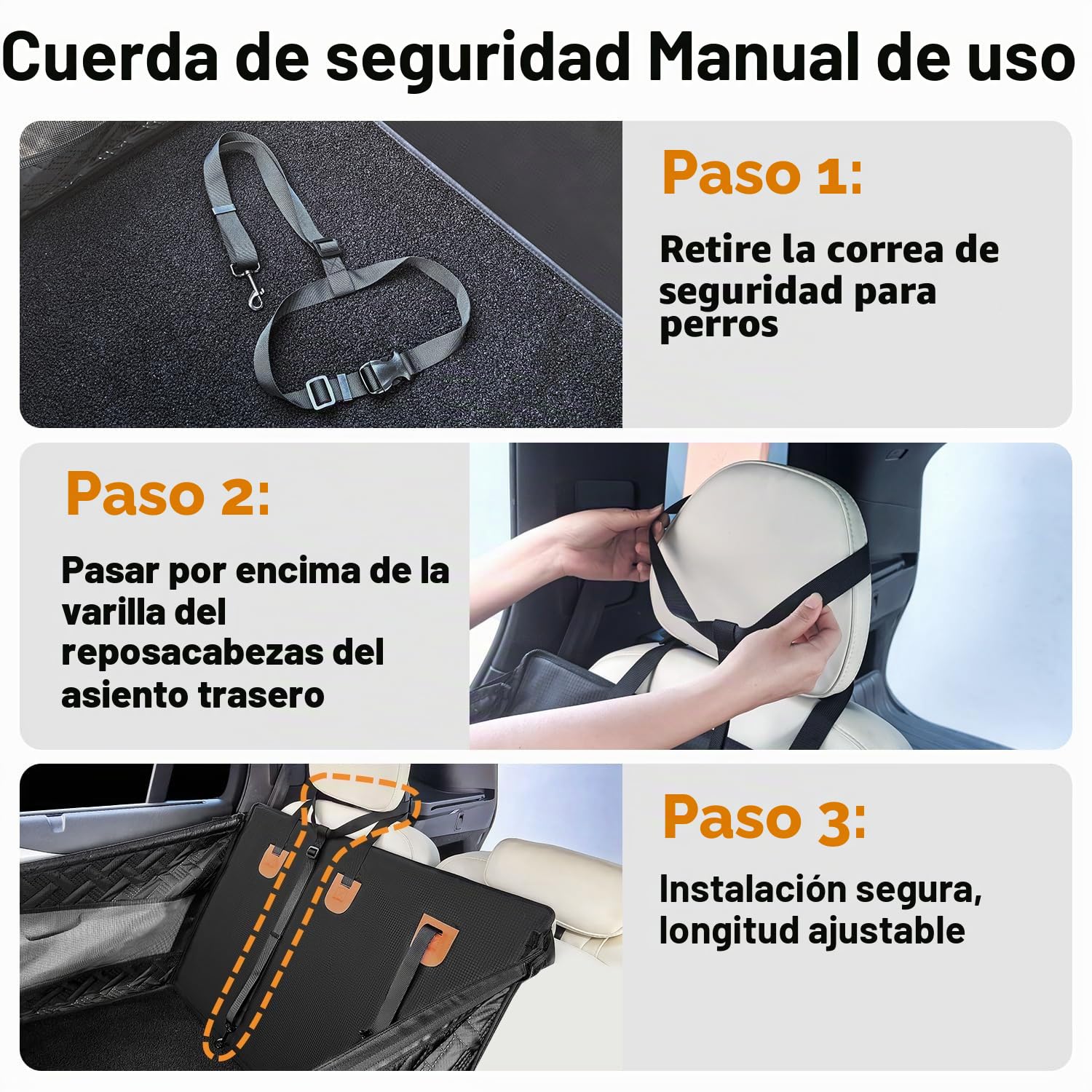GGW Asiento trasero para perros medianos y grandes – Asiento de seguridad con correa de fijación, asiento para perros antideslizante e impermeable como cama para perros para coche, SUV