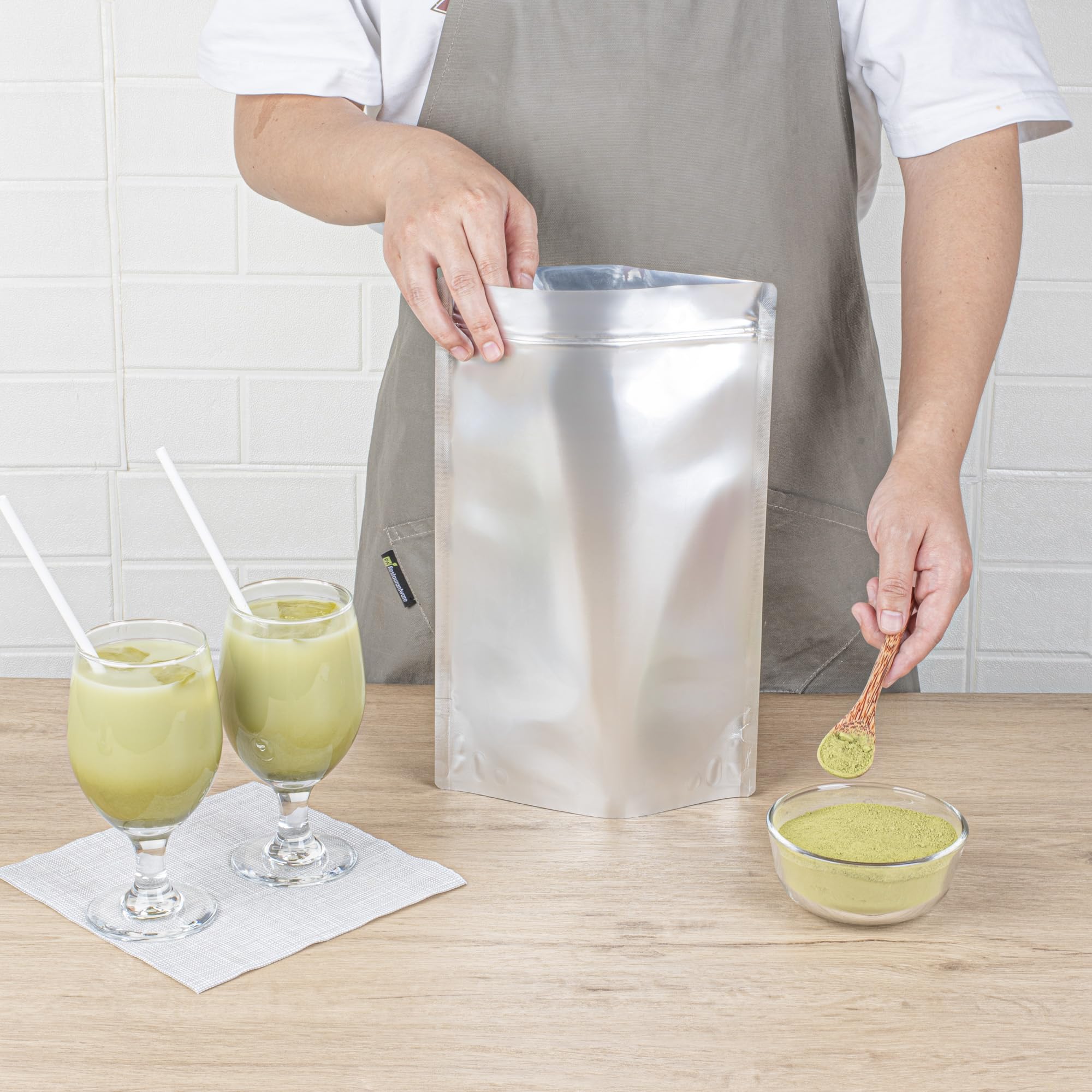 Restaurantware-Tea Tek 35 Ounce Powder Mixes 10 Resealable Powder Mixes For Beverages - Matcha Green Tea Flavoured Vaccum-Sealed — view 5