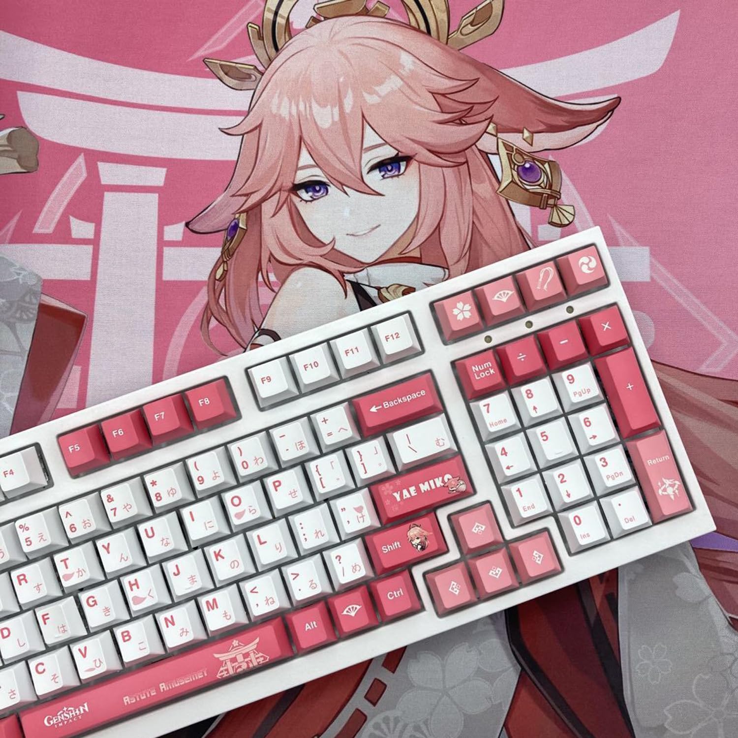 Amazon | 日本語配列 キーキャップ げんしん 原神 周辺 八重神子（や 