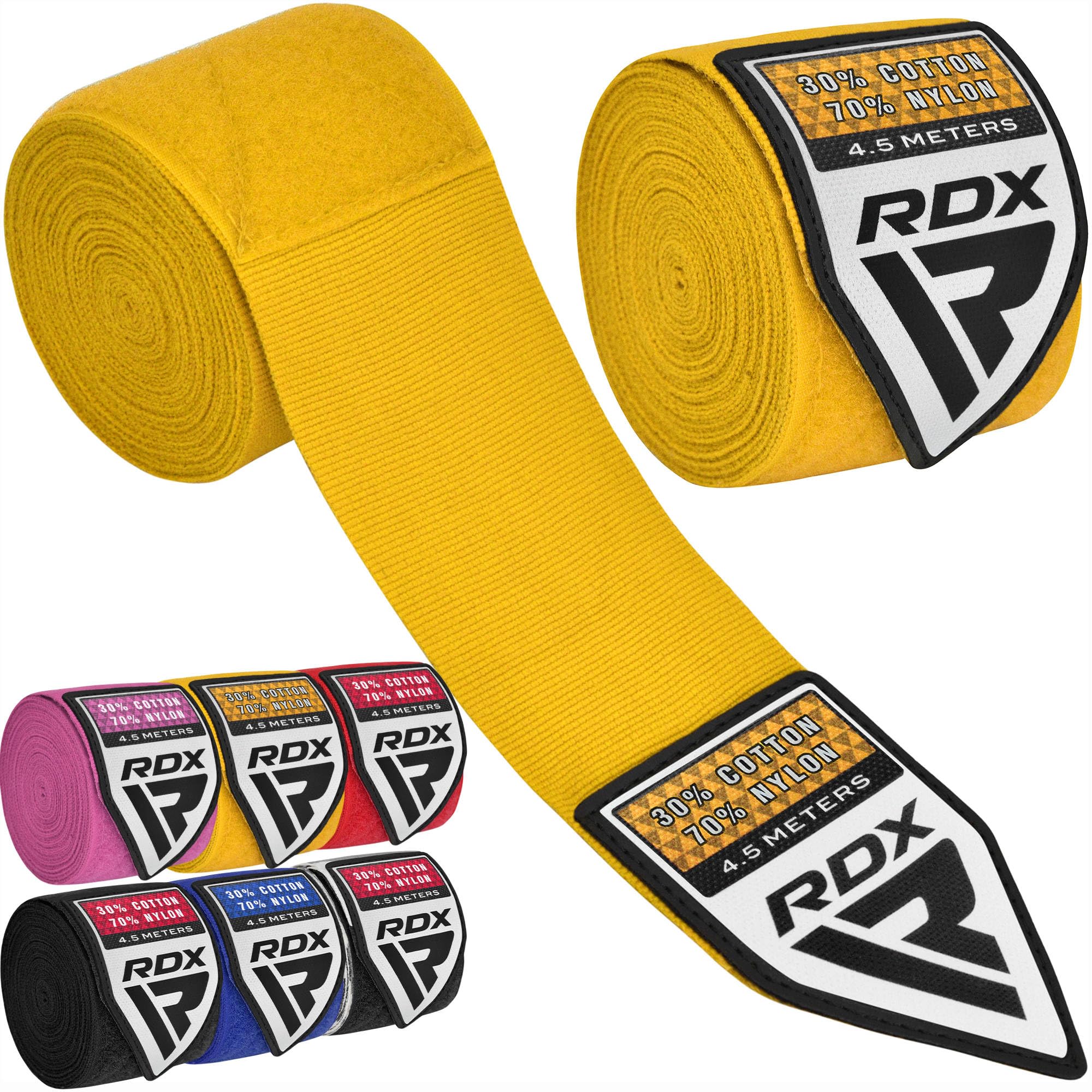 RDX Boxing Hand Wraps Inner Gloves, 4.5m Elasticated Thumb Loop Bandages, Men Women Under Mitts Straps Wrist Protection, Muay Thai MMA Kickboxing Martial Arts, Speed Bag Punching Training