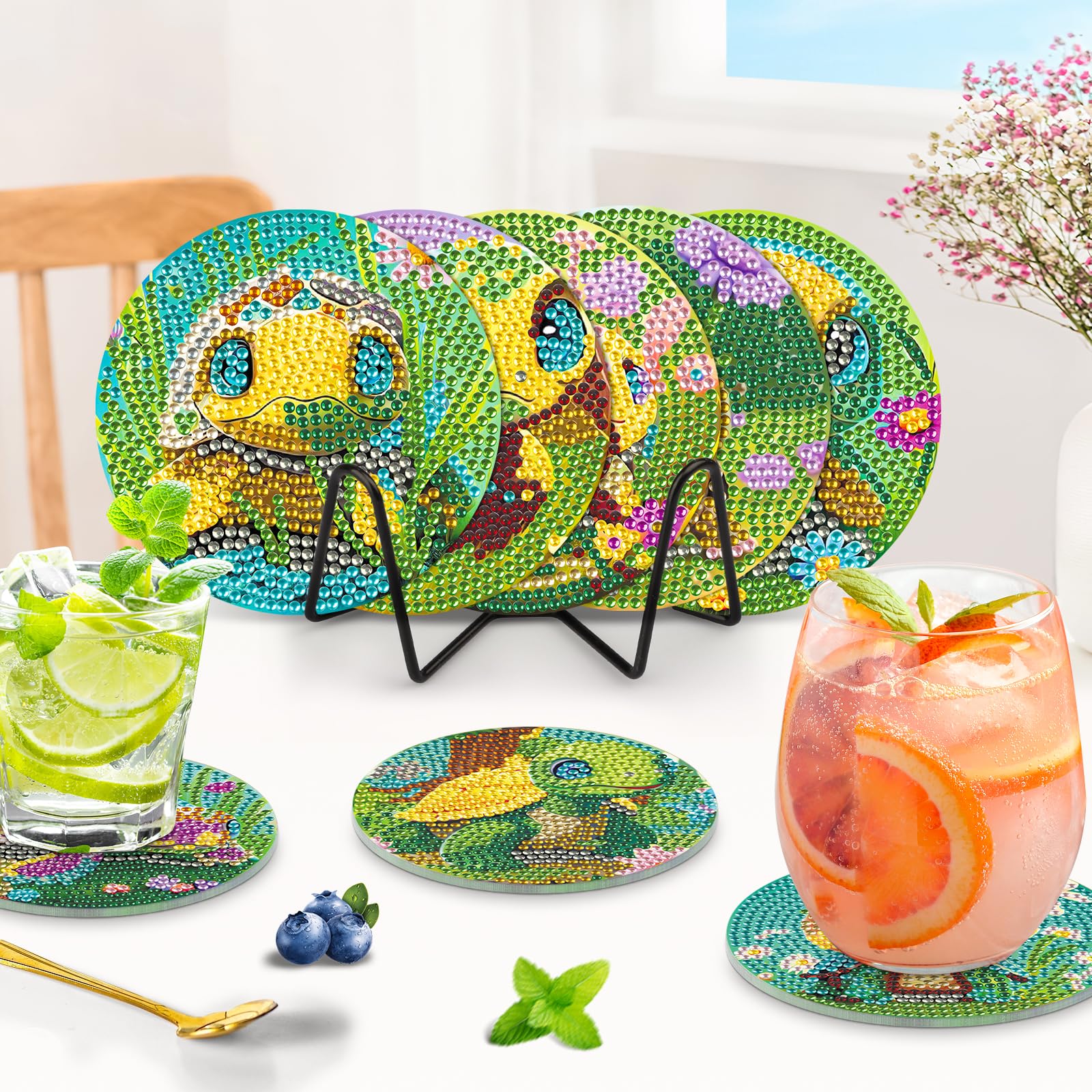 MOGTAA 8 Pcs Turtle Diamond Painting Coasters Kit with Holder - Image 4