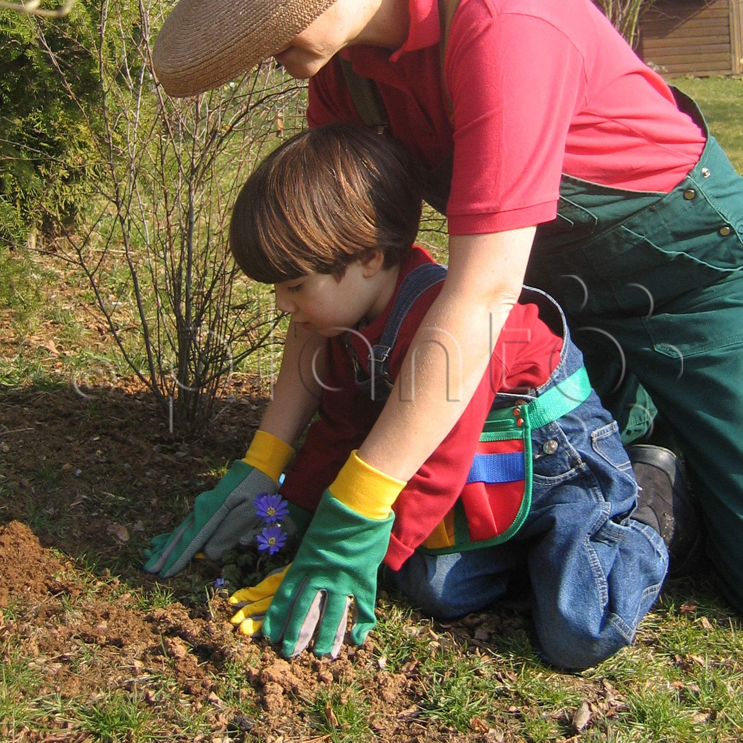 planto Garten Handschuh Set Tall & Small Gartenhandschuhe für Mütter und Kinder Arbeitshandschuhe, Größe 8 + 6 (M + XS) Weiche Stretch Handschuhe im Set (6er Pack = 12 Paar)