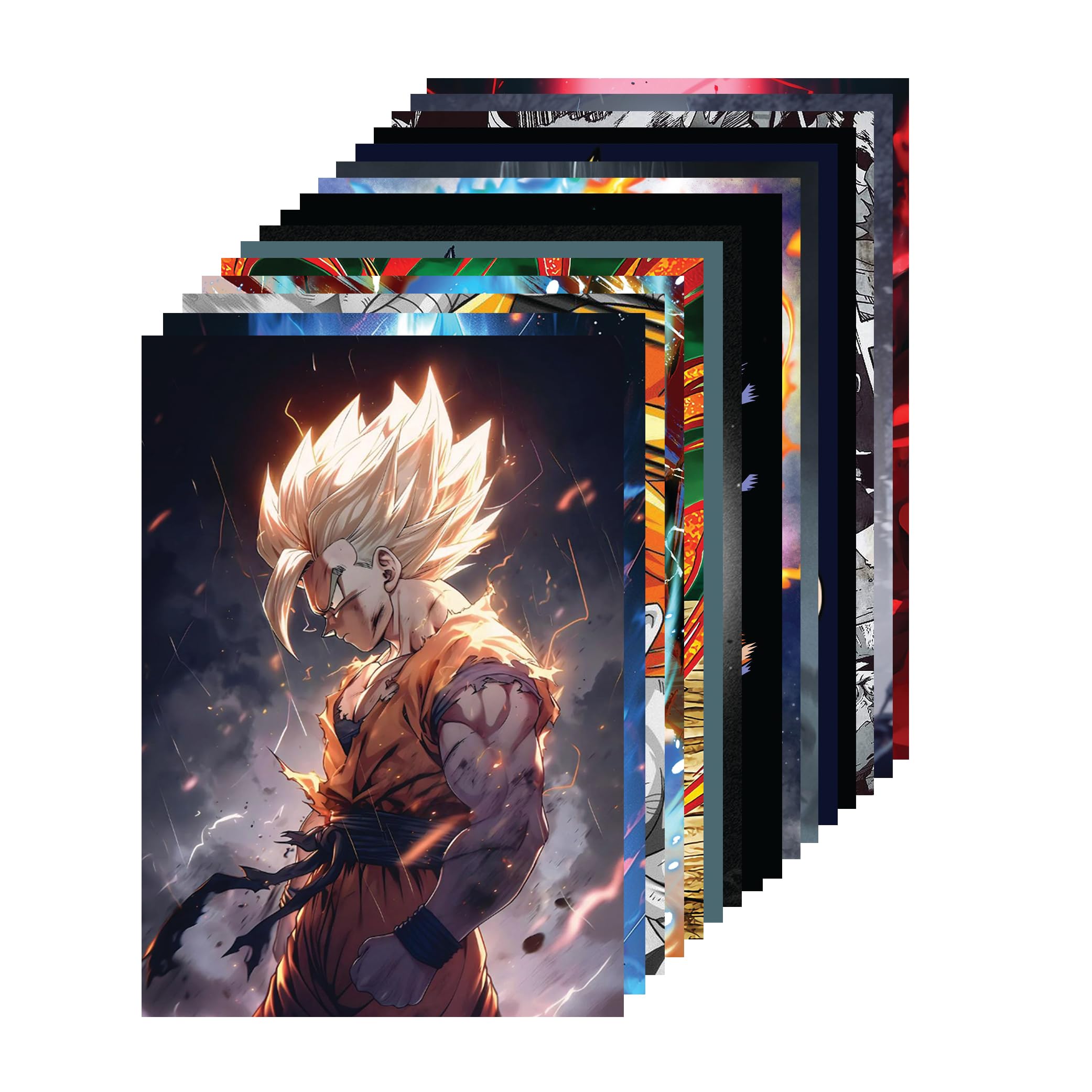 AROA Set of 16 DBZ Goku Vegeta Wall Stickers Wall Decor Poster for Room | Size : 6 in X 8.5 in | 300 GSM Wall Stickers-image-11