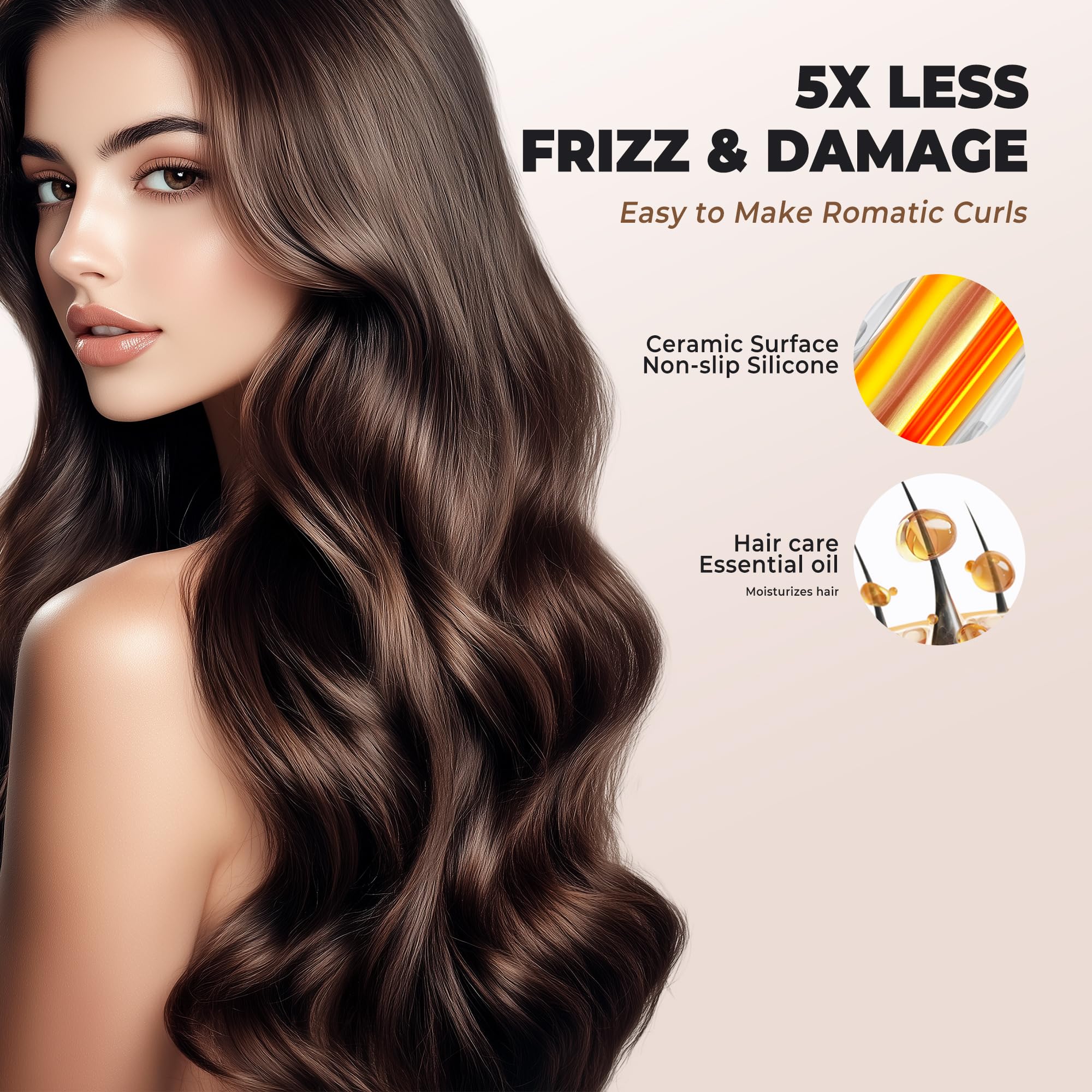 UKLISS Pro Fer à friser automatique – Fer à friser pour grandes boucles 32 mm Fer à friser automatique avec minuterie intelligente et 3 températures Écran LCD [160-200 °C] Coiffure longue durée