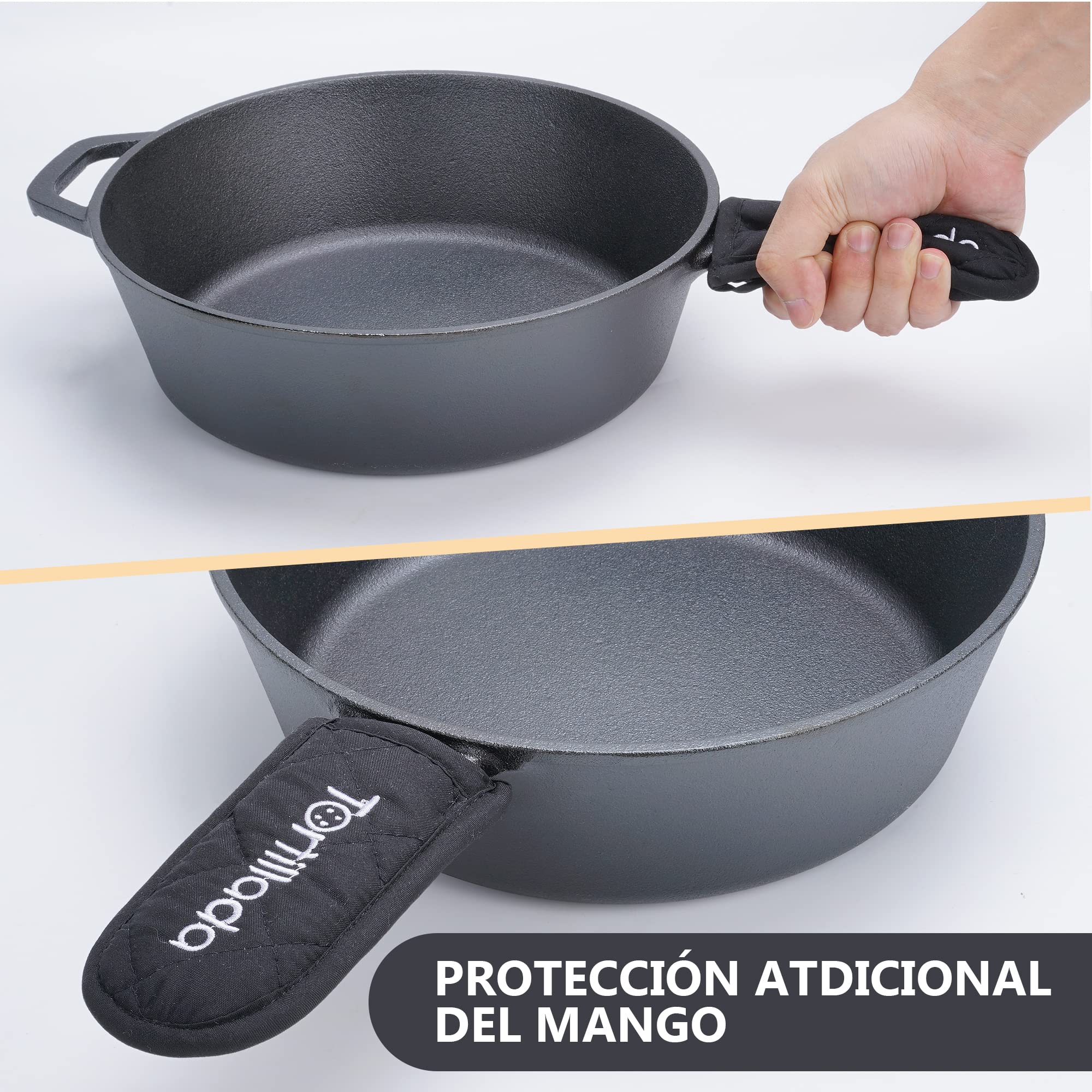 Tortillada - 2 en 1 Combo Cooker Juego de Olla (3.5l) y Sartén (26 cm) De Hierro Fundido + Mango De Protección + E-Book con 50 Recetas