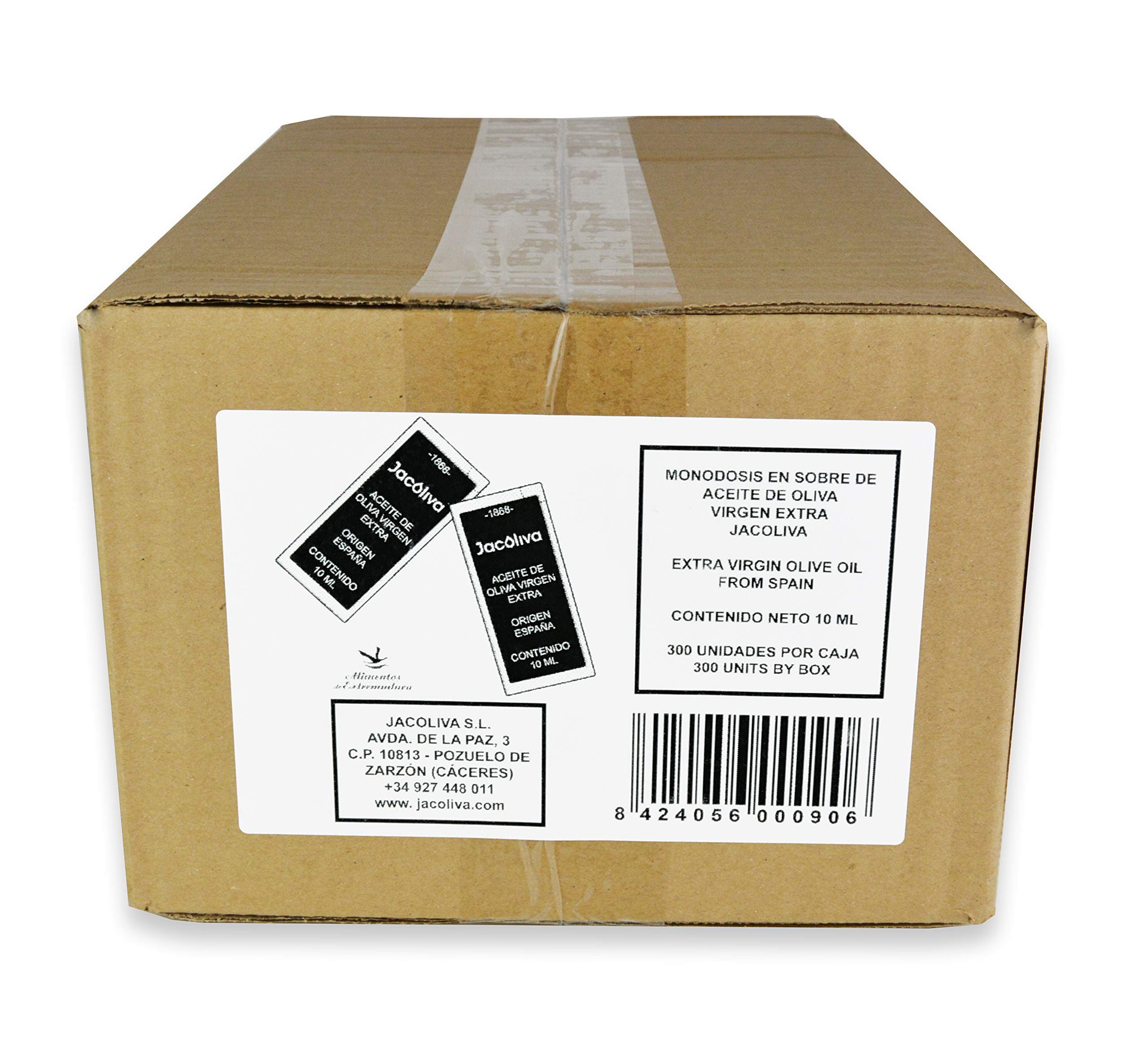 Jacoliva - Monodosis Aceite de Oliva Virgen Extra - 300 Unidades de 10 ml - Blend de Aceitunas - Predomina Manzanilla Cacereña - Elaborado en Extremadura