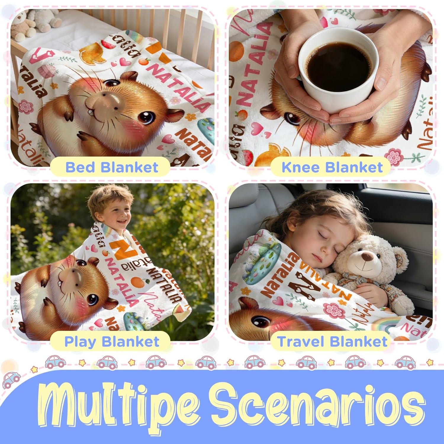 Aniruddha Custom Capybara Baby Name Blanket,Personalized Capybara Baby Blanket,Customized Name Blanket for Toddlers Kids Nursery,30"x40"-Toddler Size - Image 4