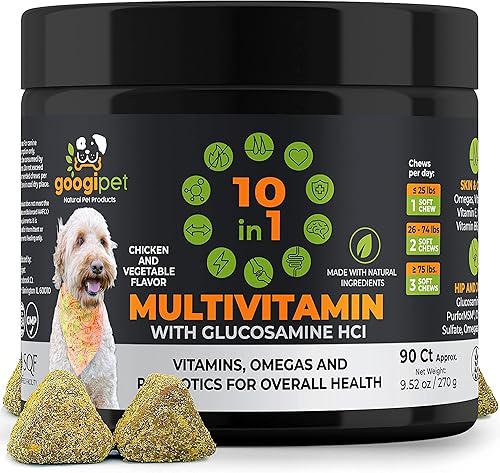 Miniatura 10 de Googipet - Multivitamínico para perros 10 en 1 con probióticos para perros para la salud intestinal de perros vitaminas para perros con MSM y