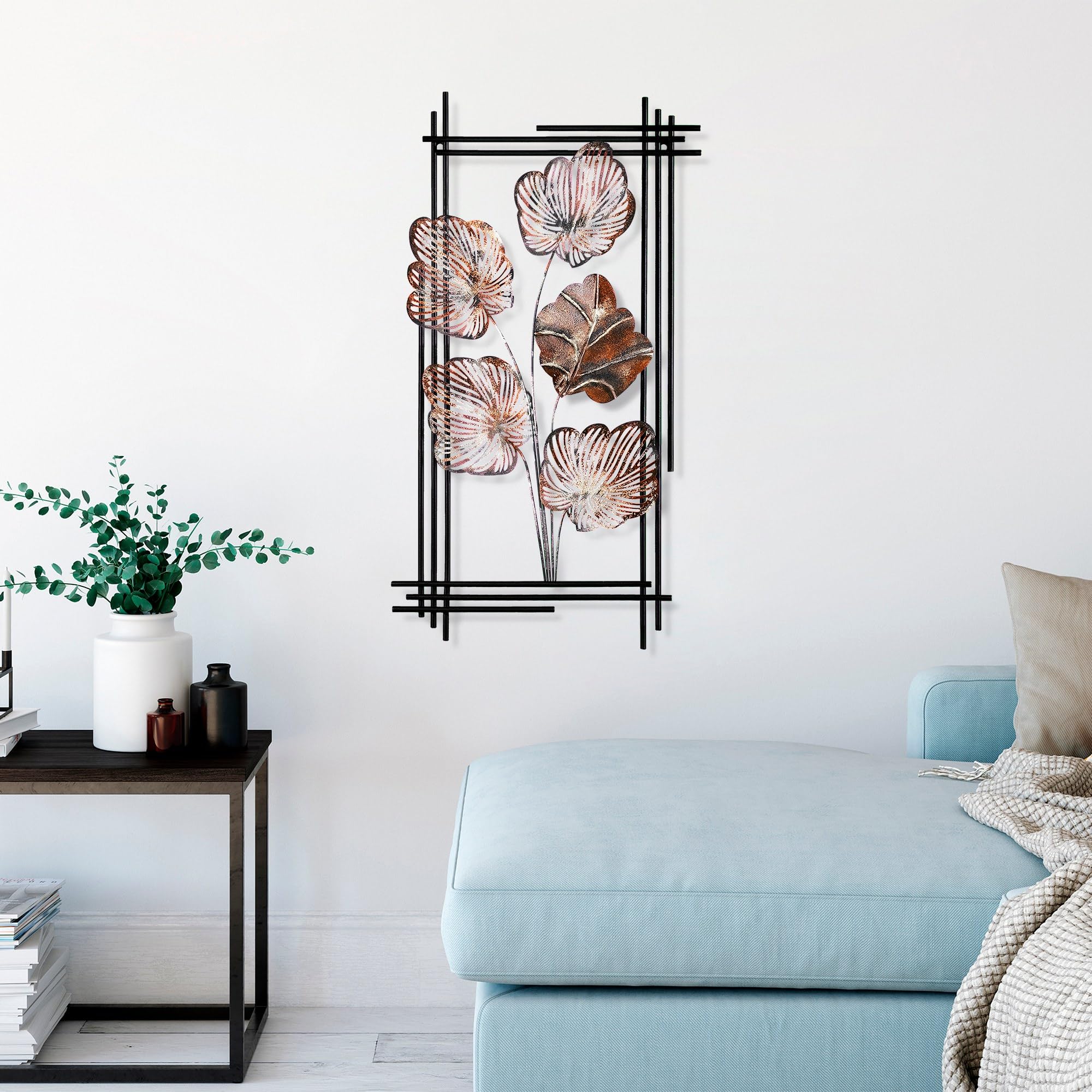 Wallity Handgefertigtes dekoratives Wandaccessoire aus Metall, 48 x 87 x 4 cm | 100% Metall, einzigartiges handbemaltes Design | Ideal für Wohndekoration und Kunstpräsentation