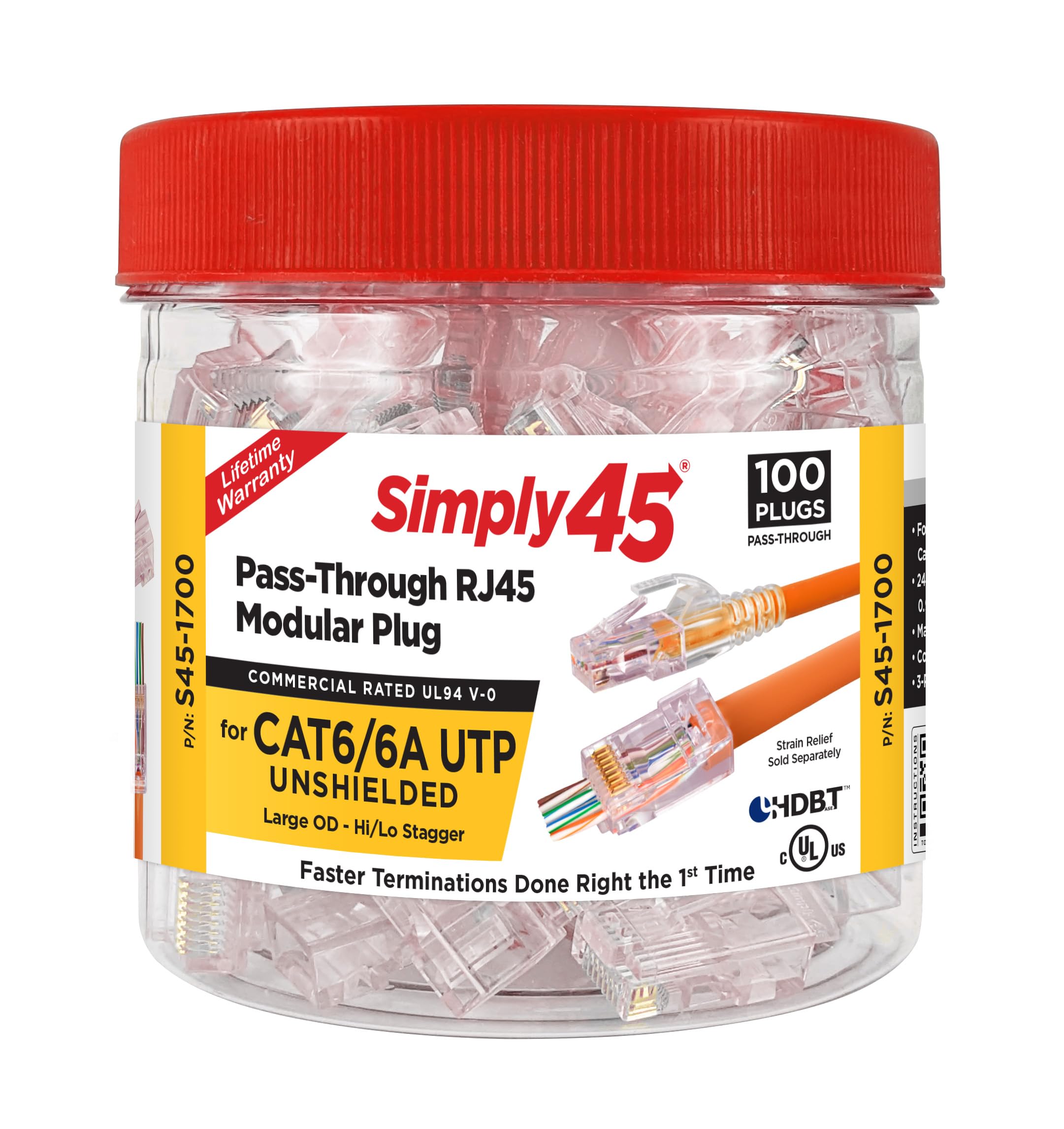 Amazon.com: Simply45 Unshielded Pass-Through RJ45 Modular Plugs