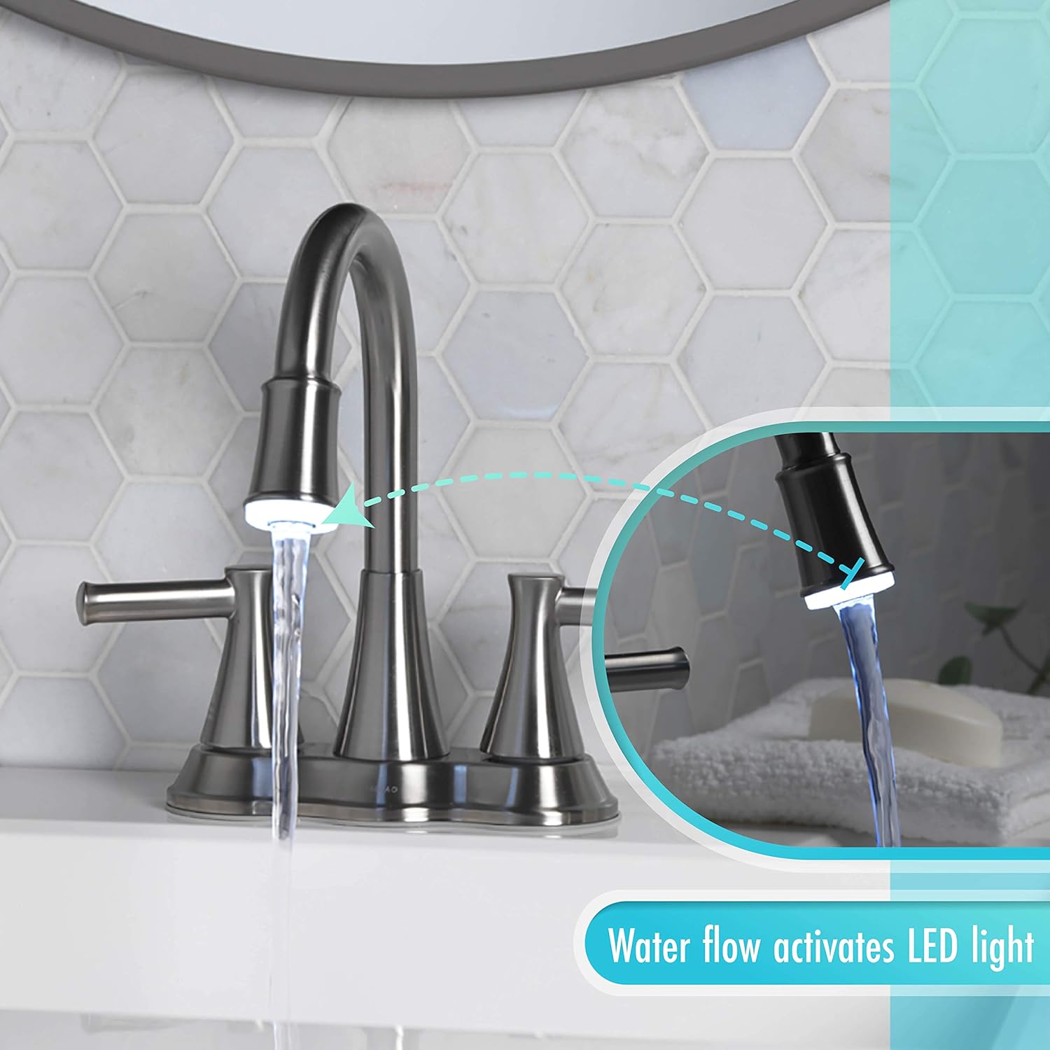 Limited Stock Aqua Vista 22-B42CPL-BN-AV Bathroom Sink Faucet, Two Handle w LED Light Brushed Nickel Flash Deals - 40% OFF Aqua Vista 22-B42CPL-BN-AV Bathroom Sink Faucet, Two Handle w LED Light Brushed Nickel