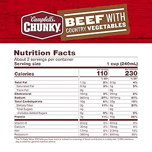 Campbells Chunky Soup, Beef Soup with Country Vegetables, 18.8 Oz Can