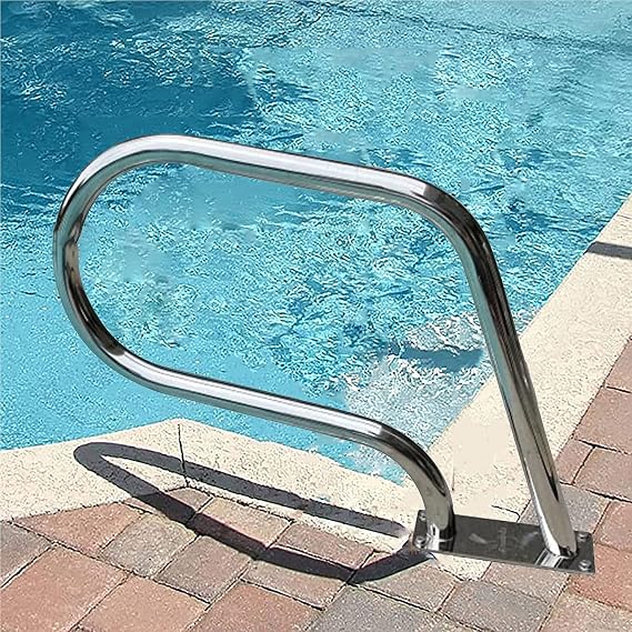 304 Stainless Steel Handrail Set, Pool Slides w/Quick Mount Base Swimming Handrails - Easy Hand Grab Rail
