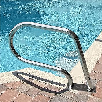 304 Stainless Steel Handrail Set, Pool Slides w/Quick Mount Base Swimming Handrails - Easy Hand Grab Rail